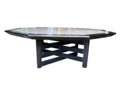 Harvey Probber Blackened Walnut & Inlaid Travertine Coffee Table