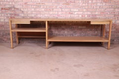 Harvey Probber Bleached Mahogany, Brass, and Cane Console Table, 1950s
