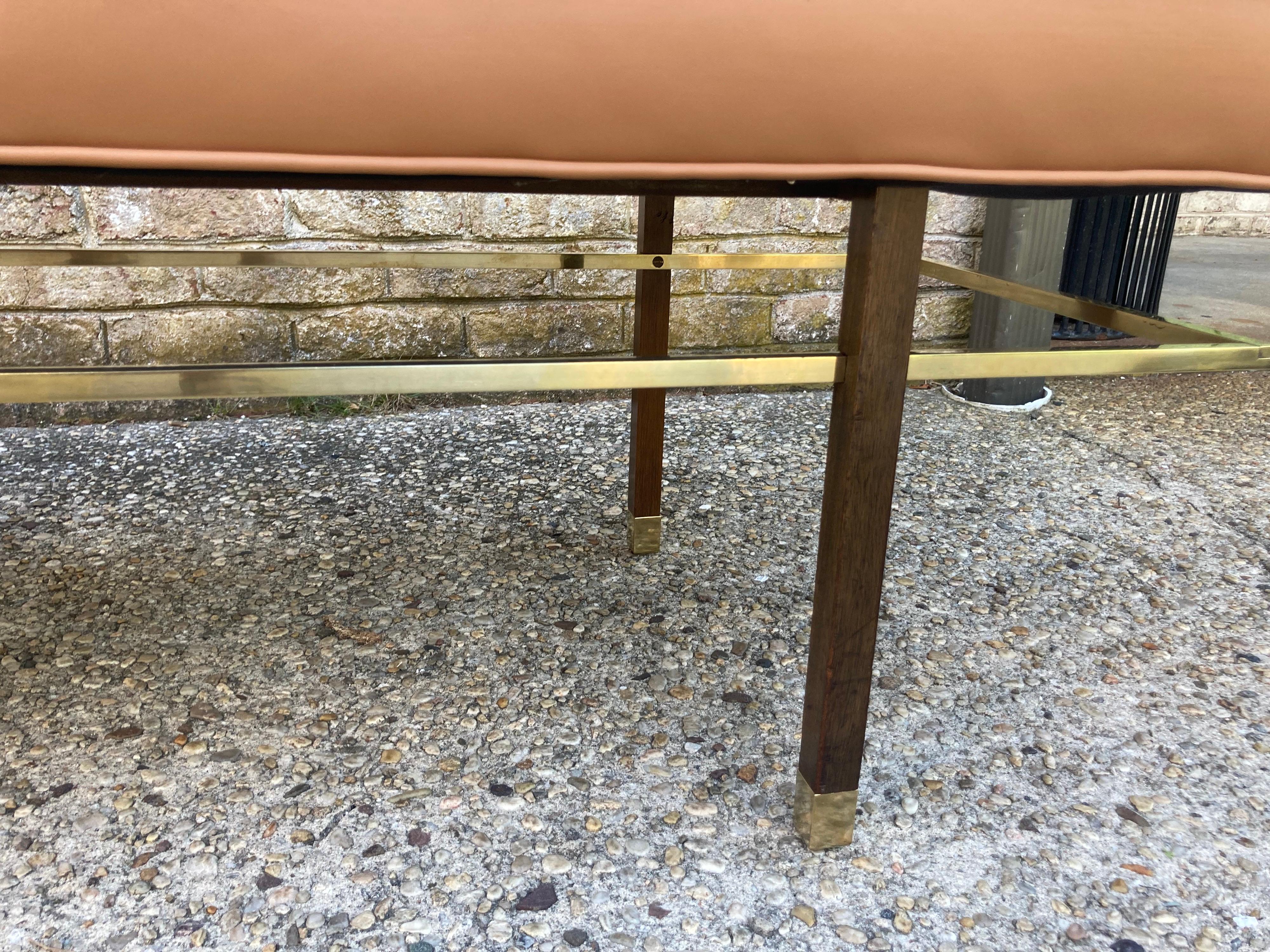 Harvey Probber Brass, and Leather Bench For Sale 5