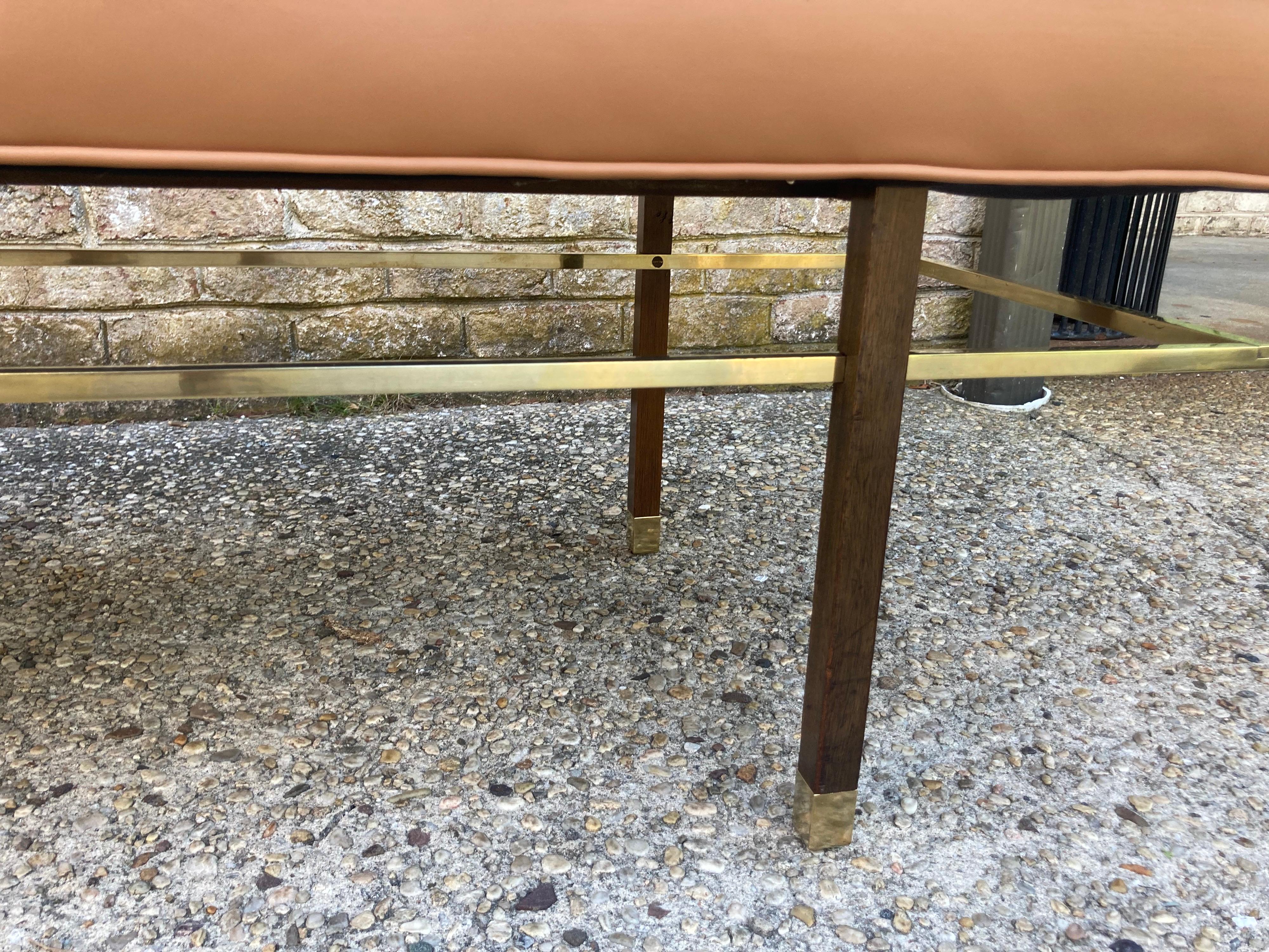 Panchina in ottone e pelle di Harvey Probber in vendita 5