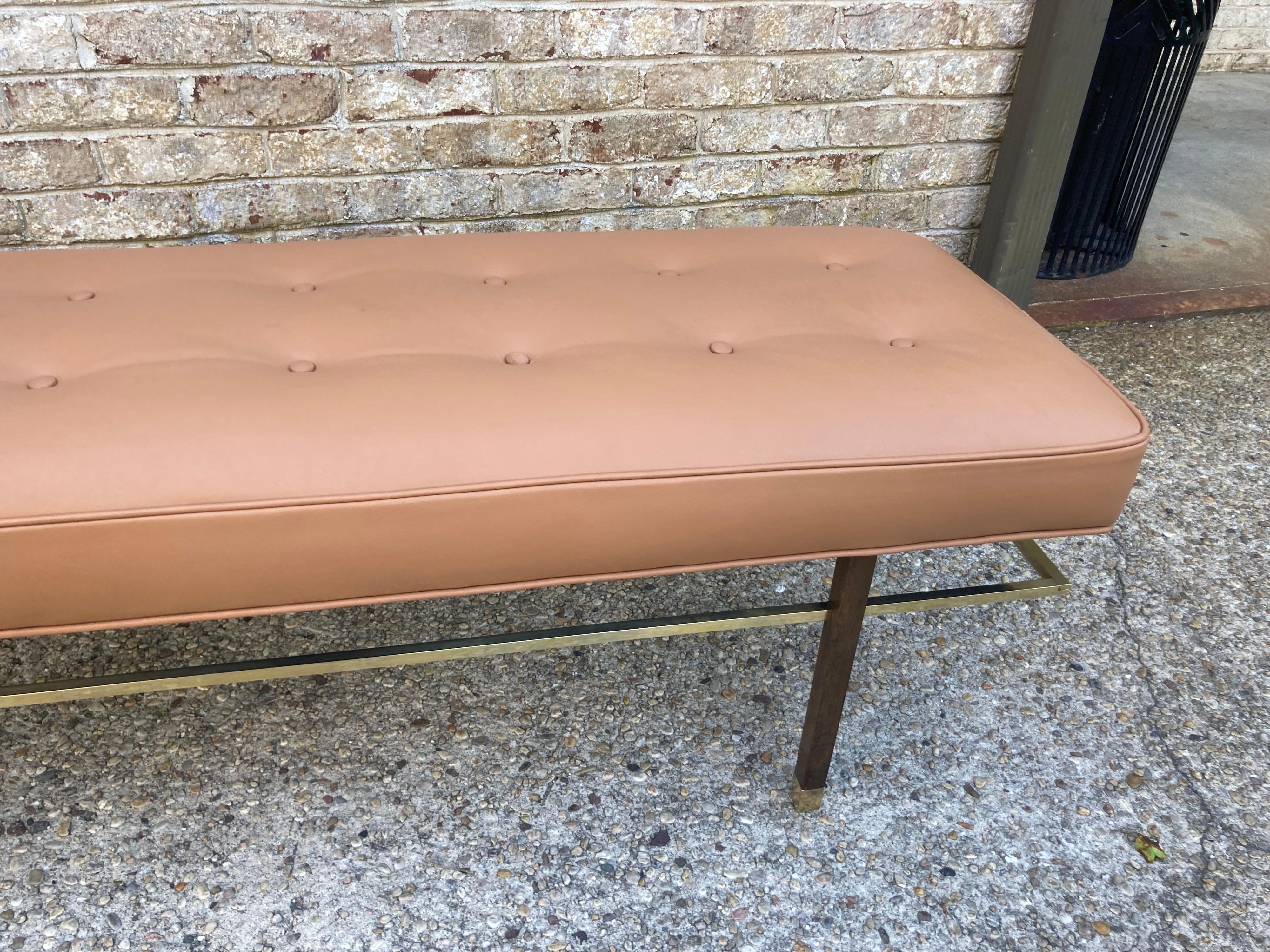 Harvey Probber Brass, and Leather Bench For Sale 6