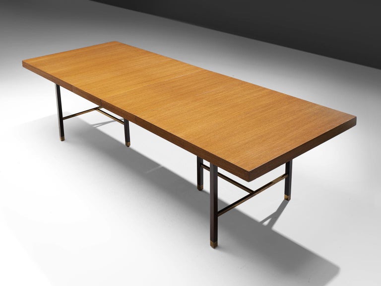 Harvey Probber Brass and Mahogany Extendable Dining Table For Sale at