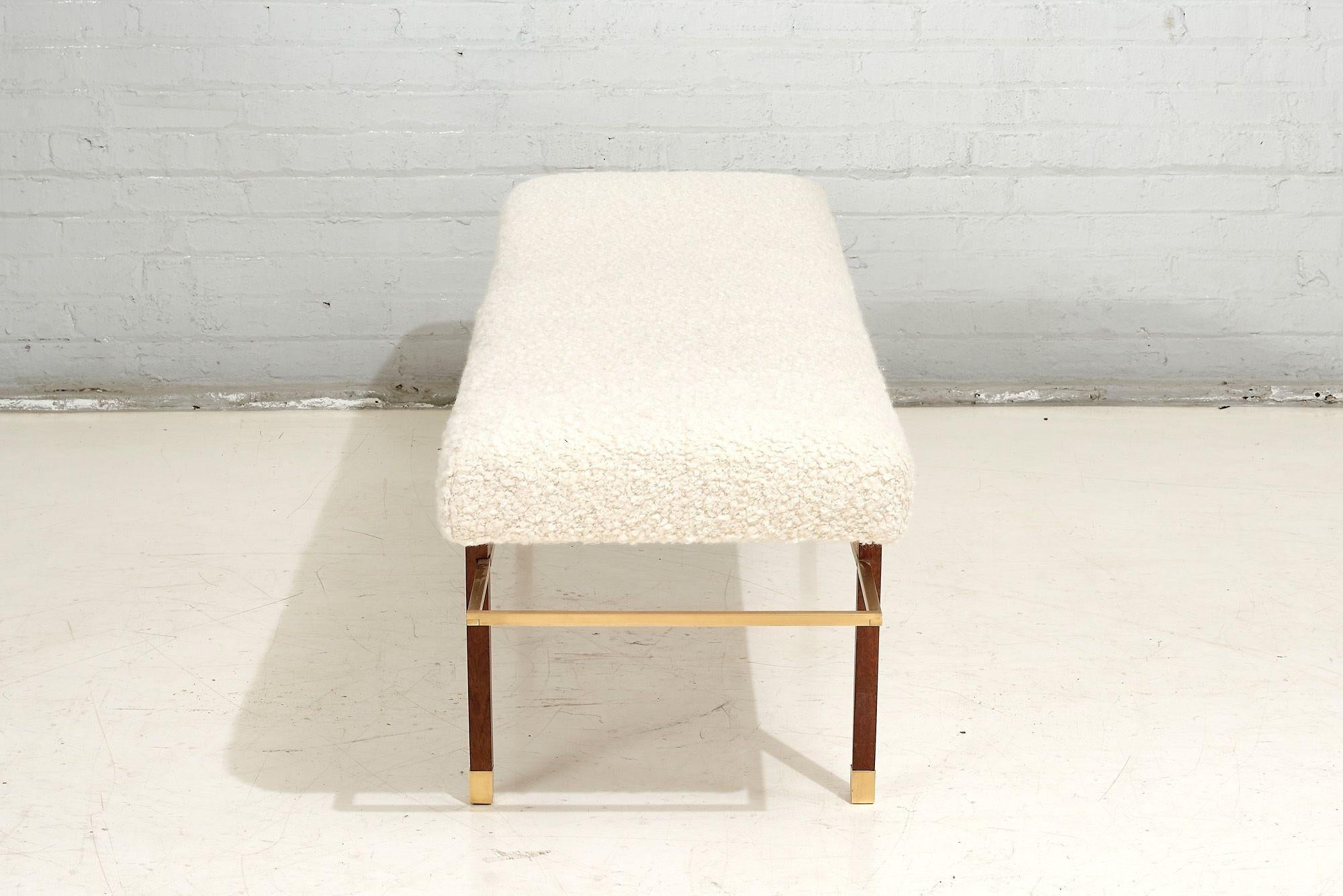 Mid-20th Century Harvey Probber Brass Frame Bench in Boucle, 1950