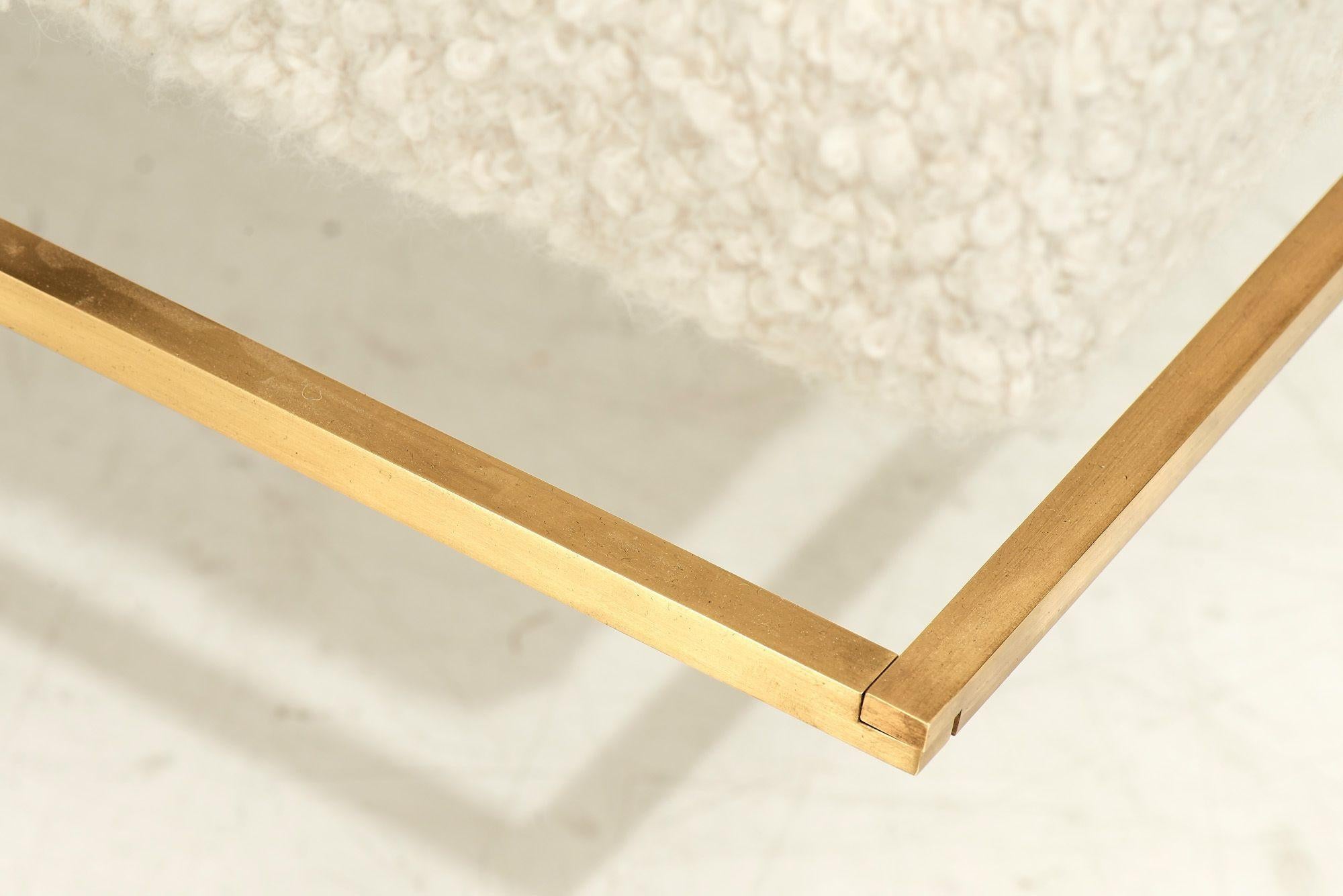 Harvey Probber Brass Frame Bench in Boucle, 1950 3