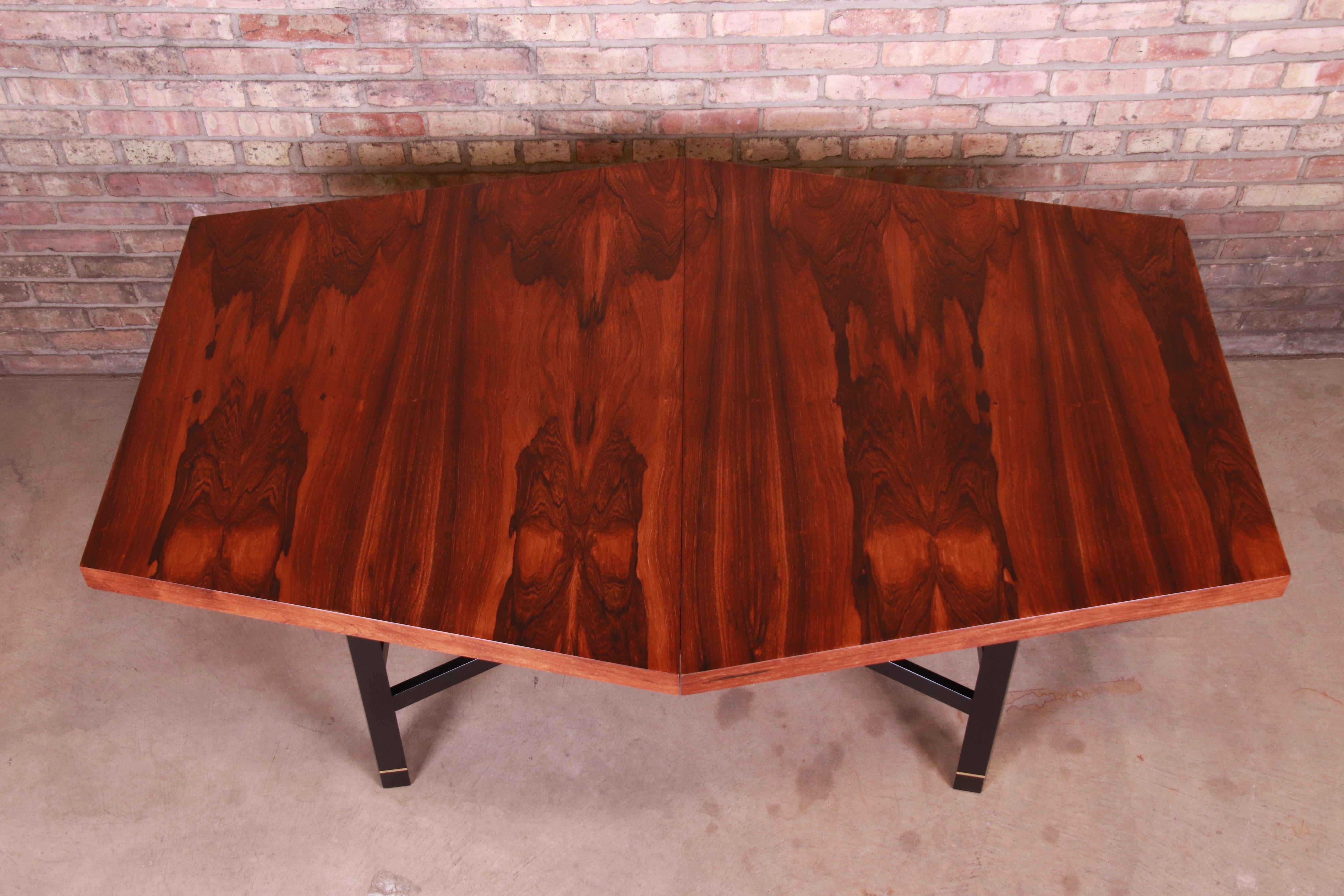 Harvey Probber Brazilian Rosewood Boat-Shaped Extension Dining Table, Restored For Sale 4