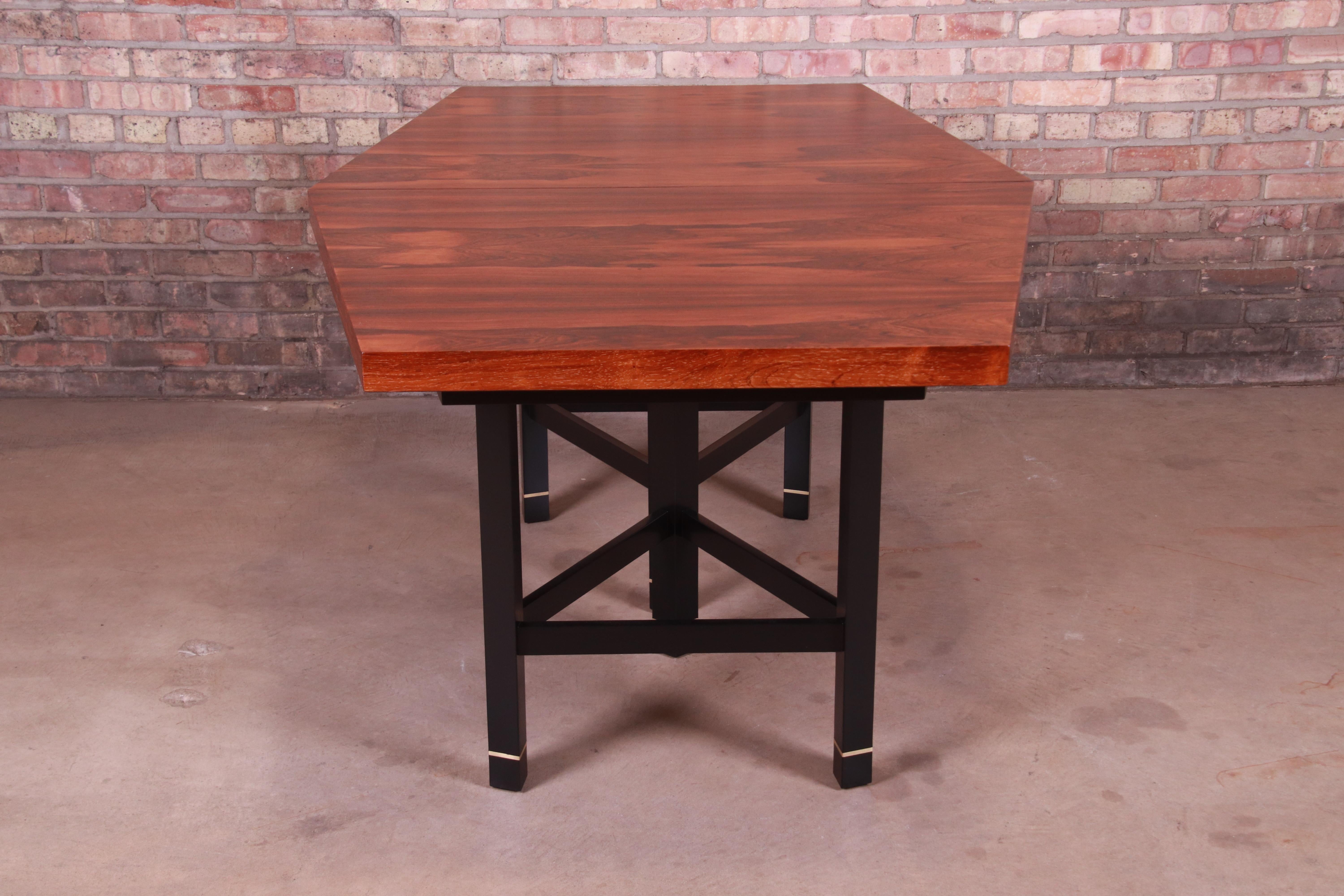 Harvey Probber Brazilian Rosewood Boat-Shaped Extension Dining Table, Restored For Sale 11