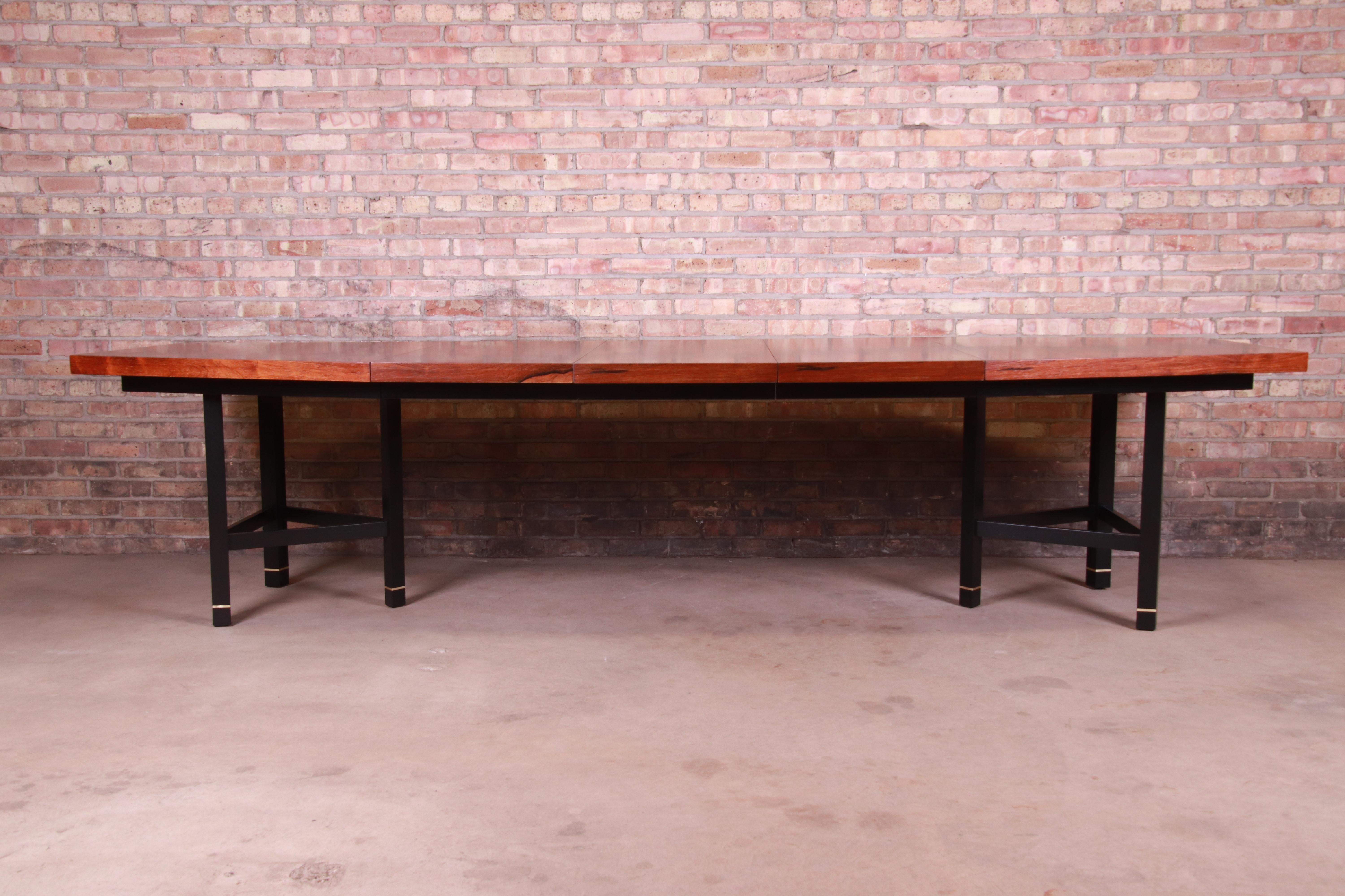 Mid-Century Modern Harvey Probber Brazilian Rosewood Boat-Shaped Extension Dining Table, Restored For Sale
