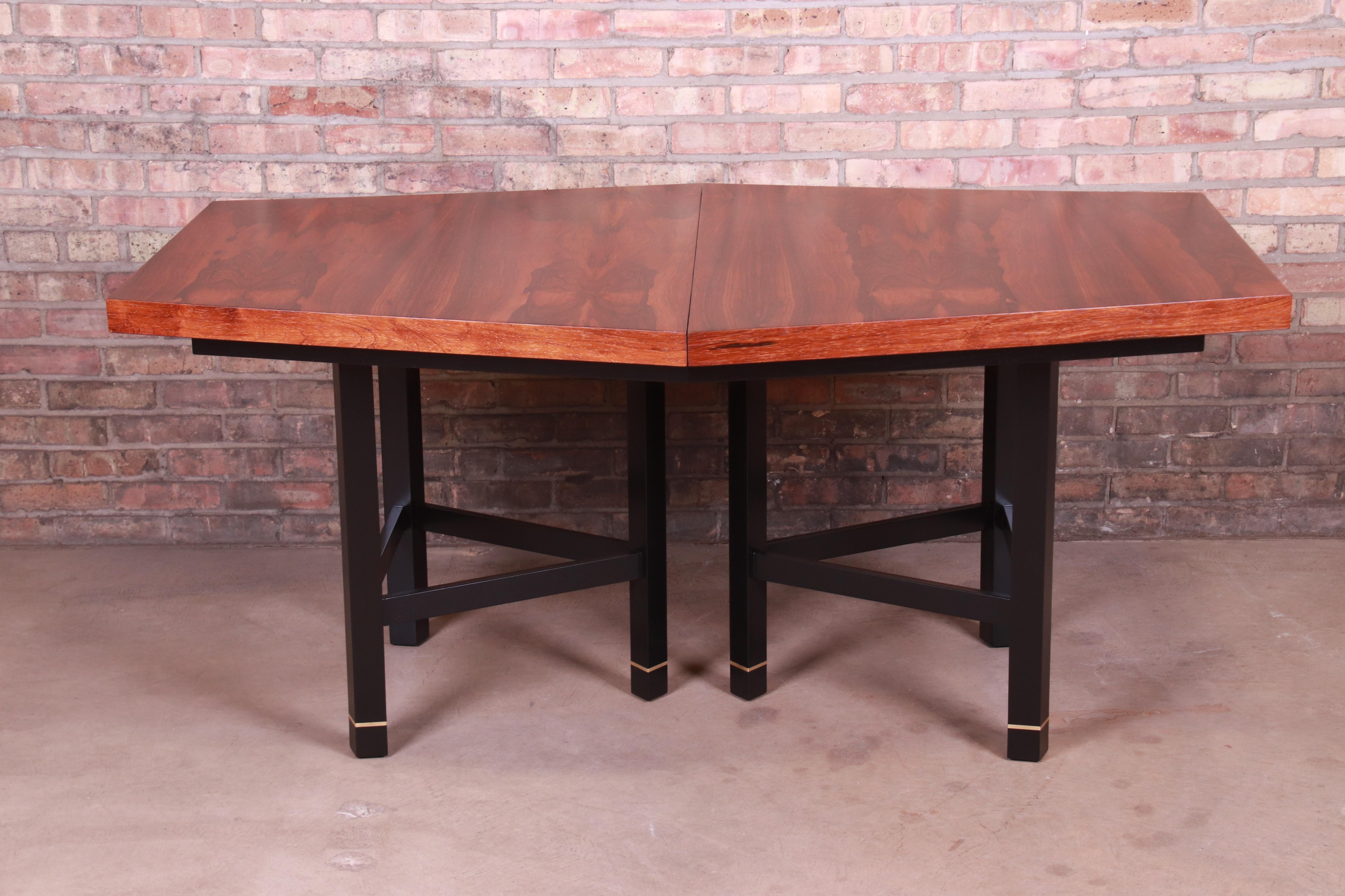Harvey Probber Brazilian Rosewood Boat-Shaped Extension Dining Table, Restored For Sale 2