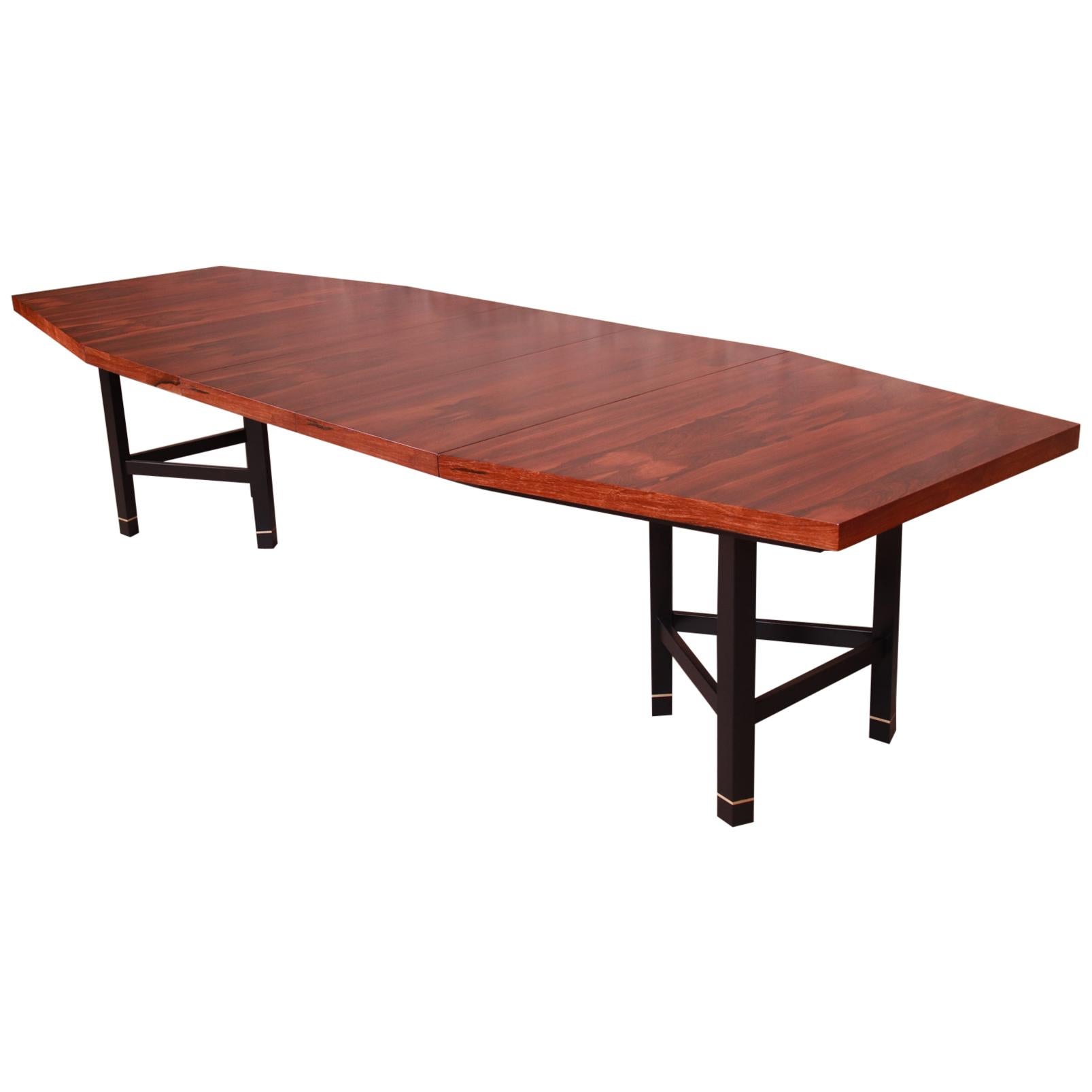 Harvey Probber Brazilian Rosewood Boat-Shaped Extension Dining Table, Restored