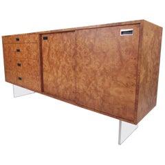 Harvey Probber Burl and Lucite Credenza