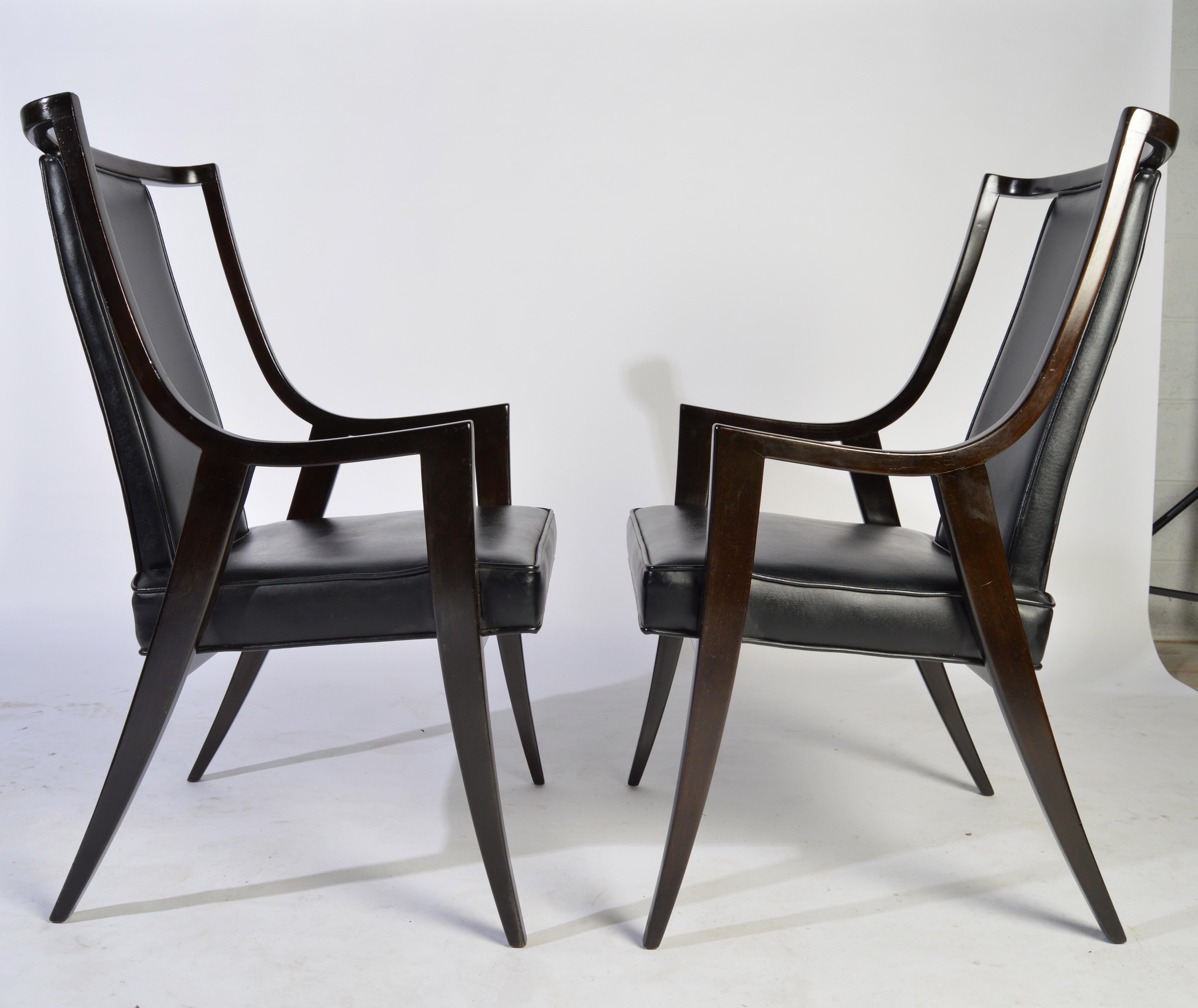 An elegant pair of original model 1055A “Classic” Harvey Probber dining armchair’s.
Considered one of Harvey Probber’s most important chair designs the gentle curve of the back makes these very formfitting and comfortable.
Measures: H 38”
W