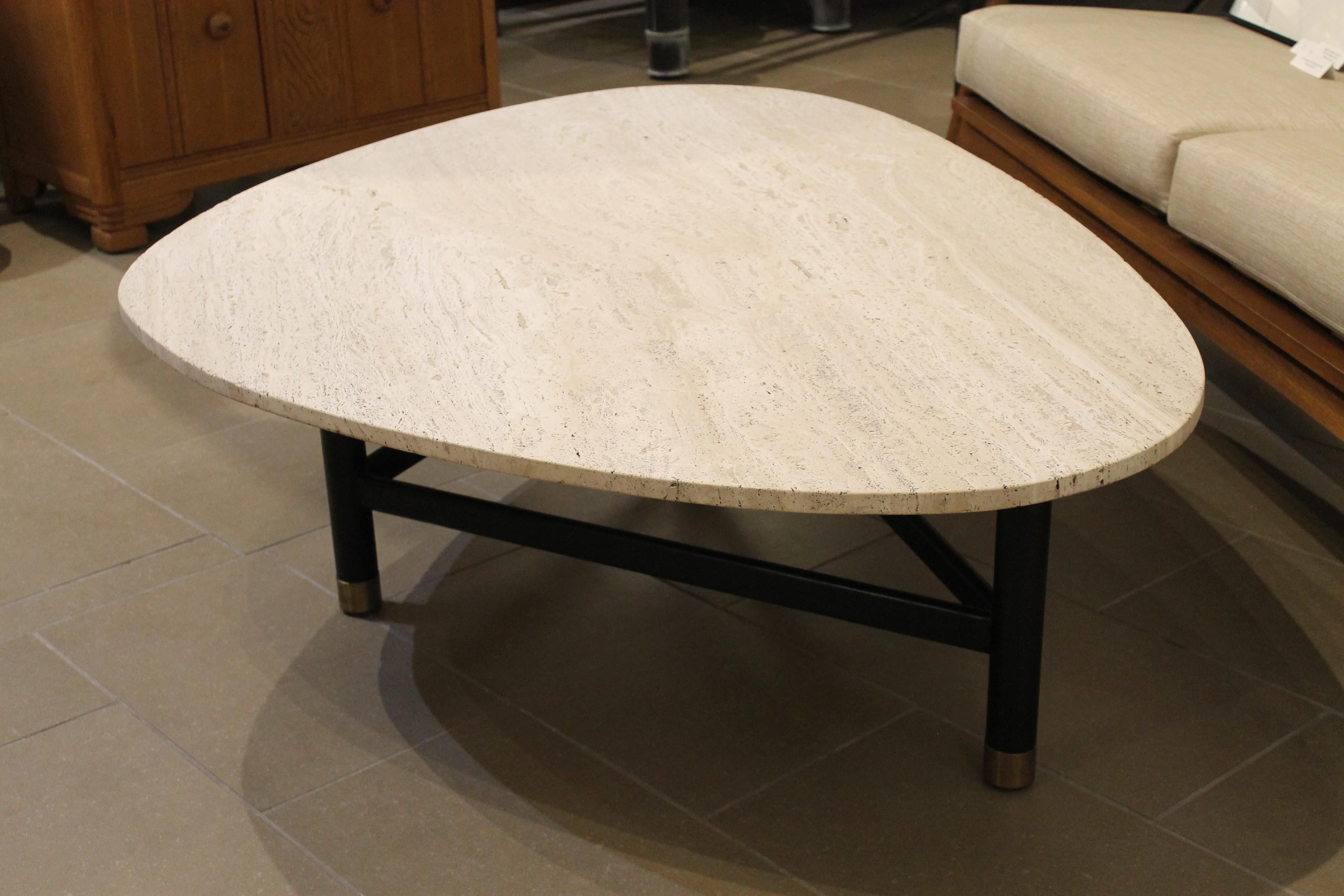 Mid-Century Modern Harvey Probber Coffee Table with Travertine Top