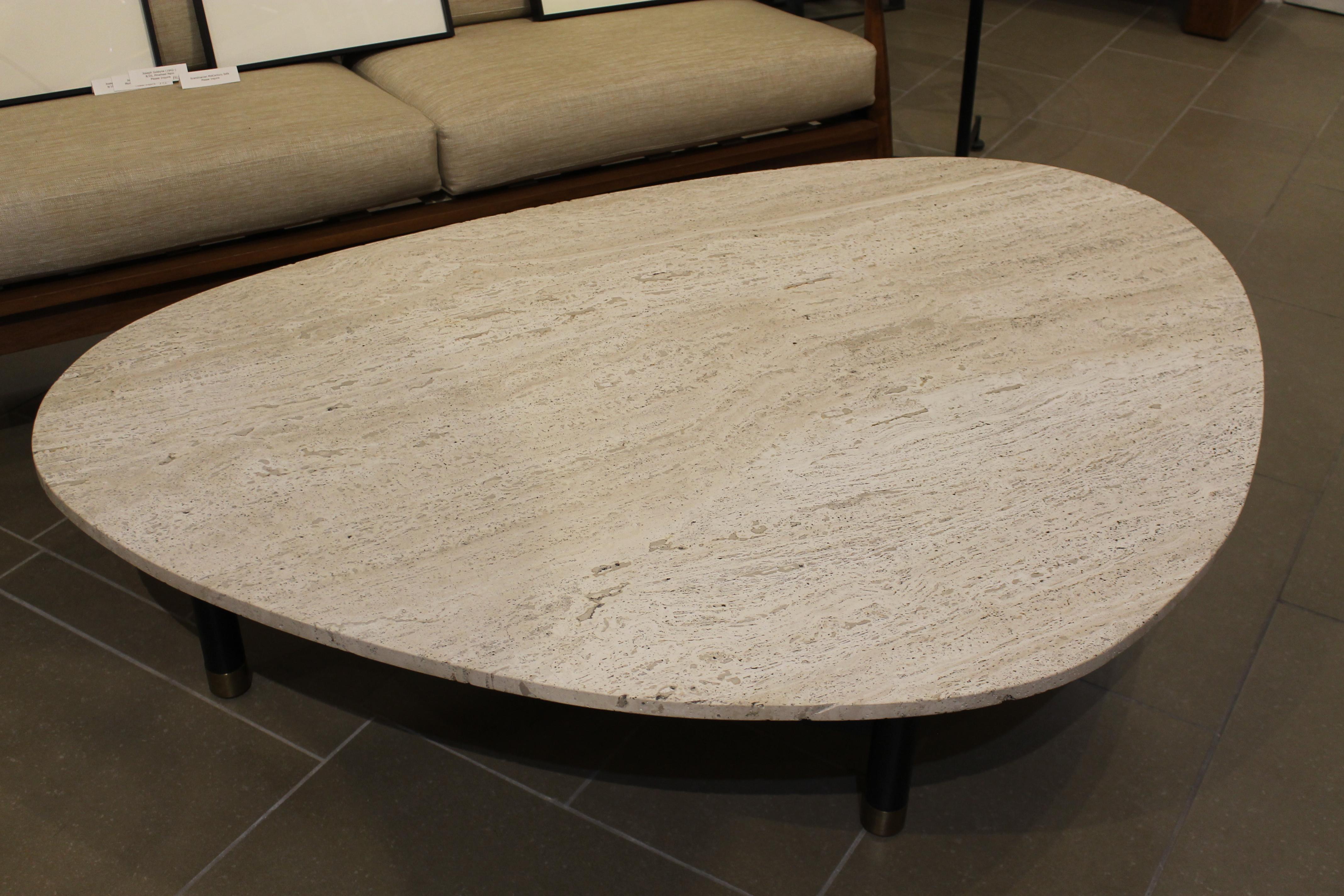 American Harvey Probber Coffee Table with Travertine Top