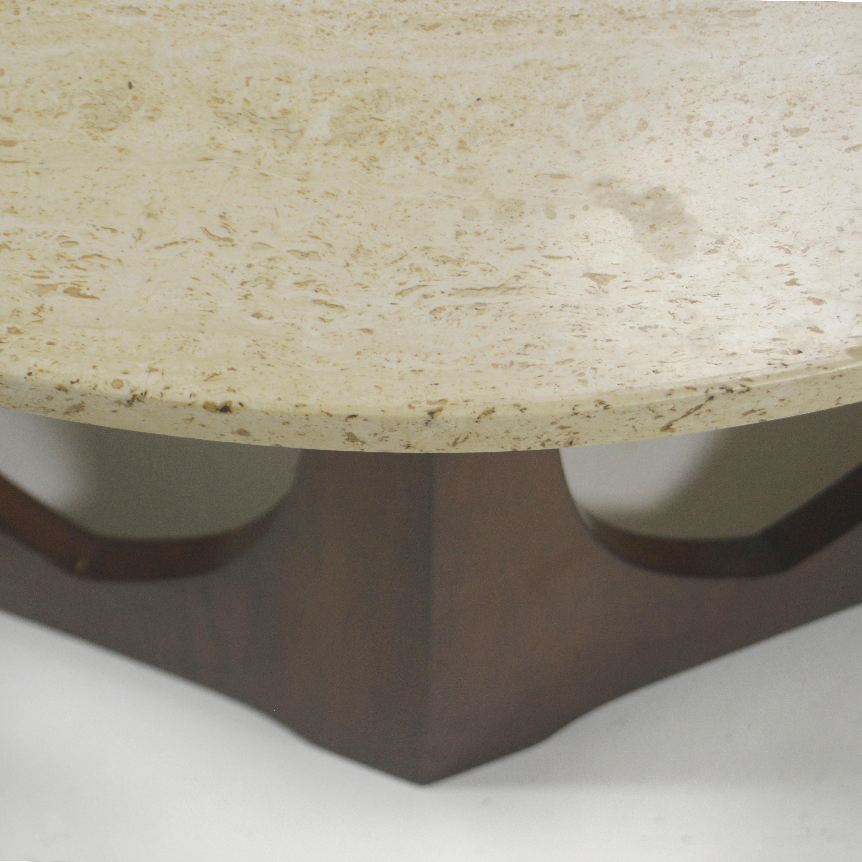 Harvey Probber Coffee Table with Travertine Top In Good Condition For Sale In Highland, IN