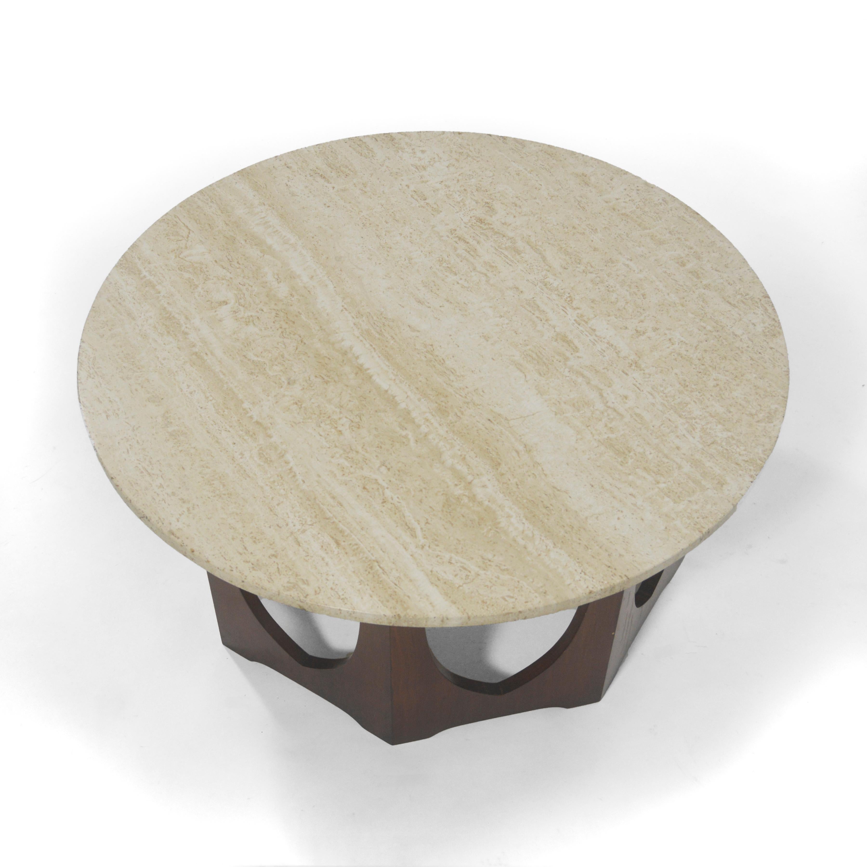 Mid-20th Century Harvey Probber Coffee Table with Travertine Top For Sale