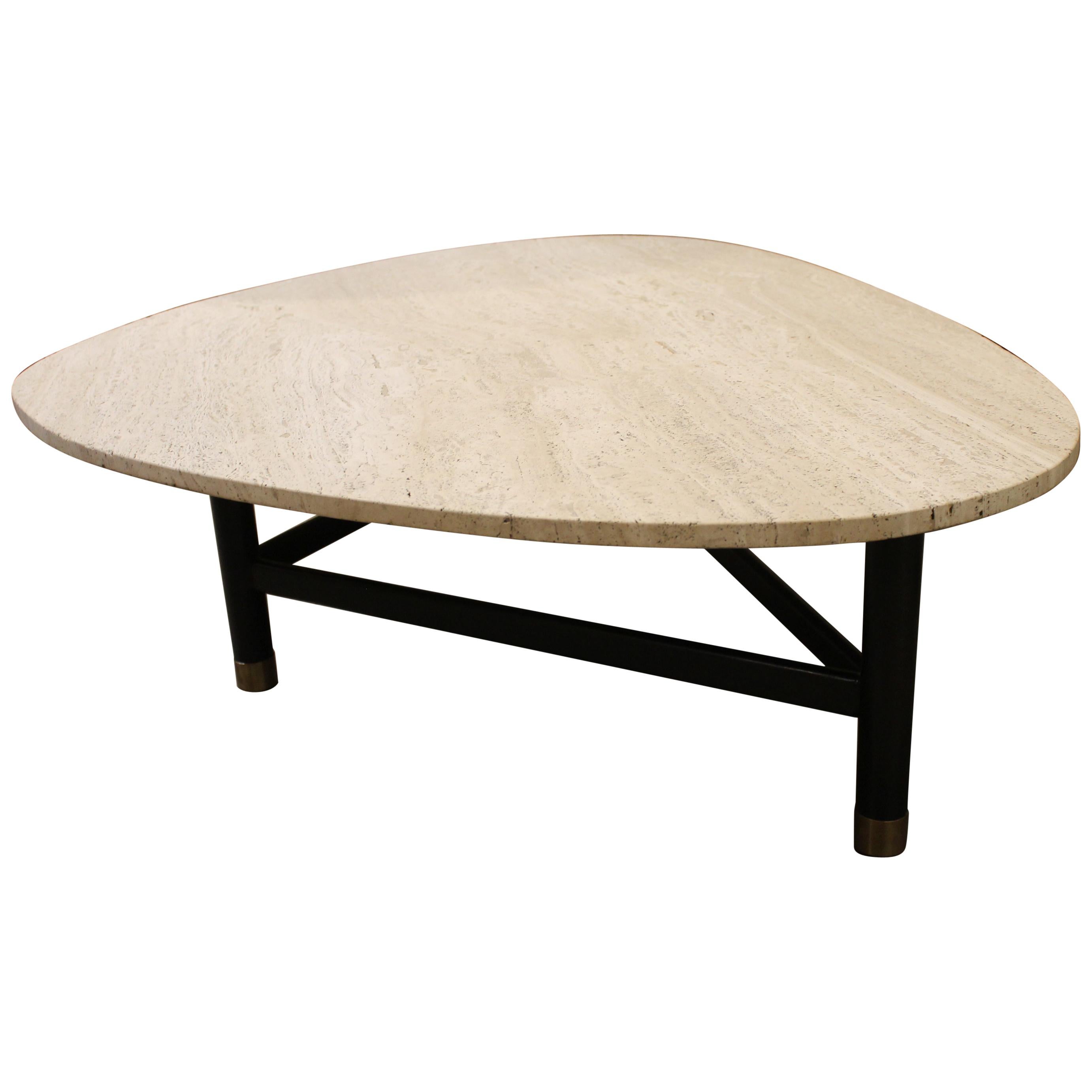 Harvey Probber Coffee Table with Travertine Top