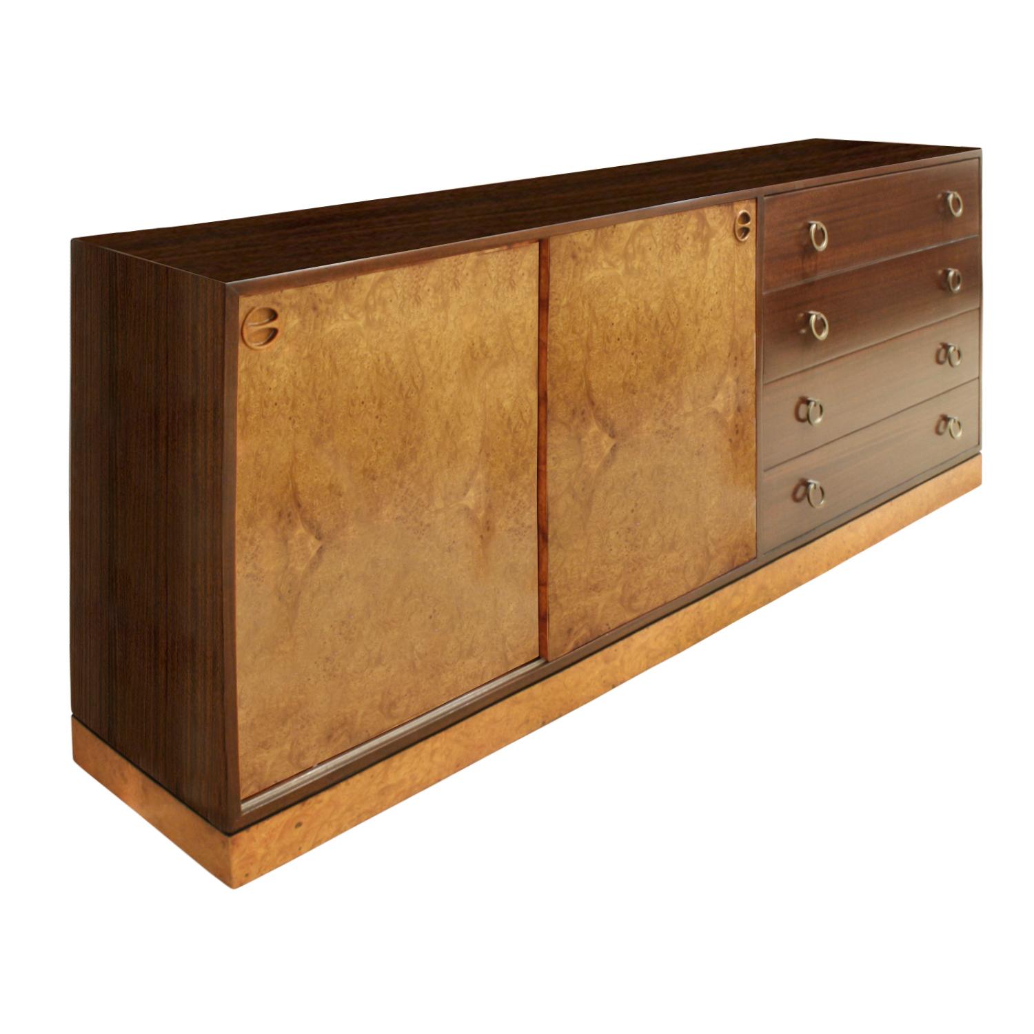 American Harvey Probber Credenza/Chest with Carpathian Elm Doors and Base 1950s 'Signed'
