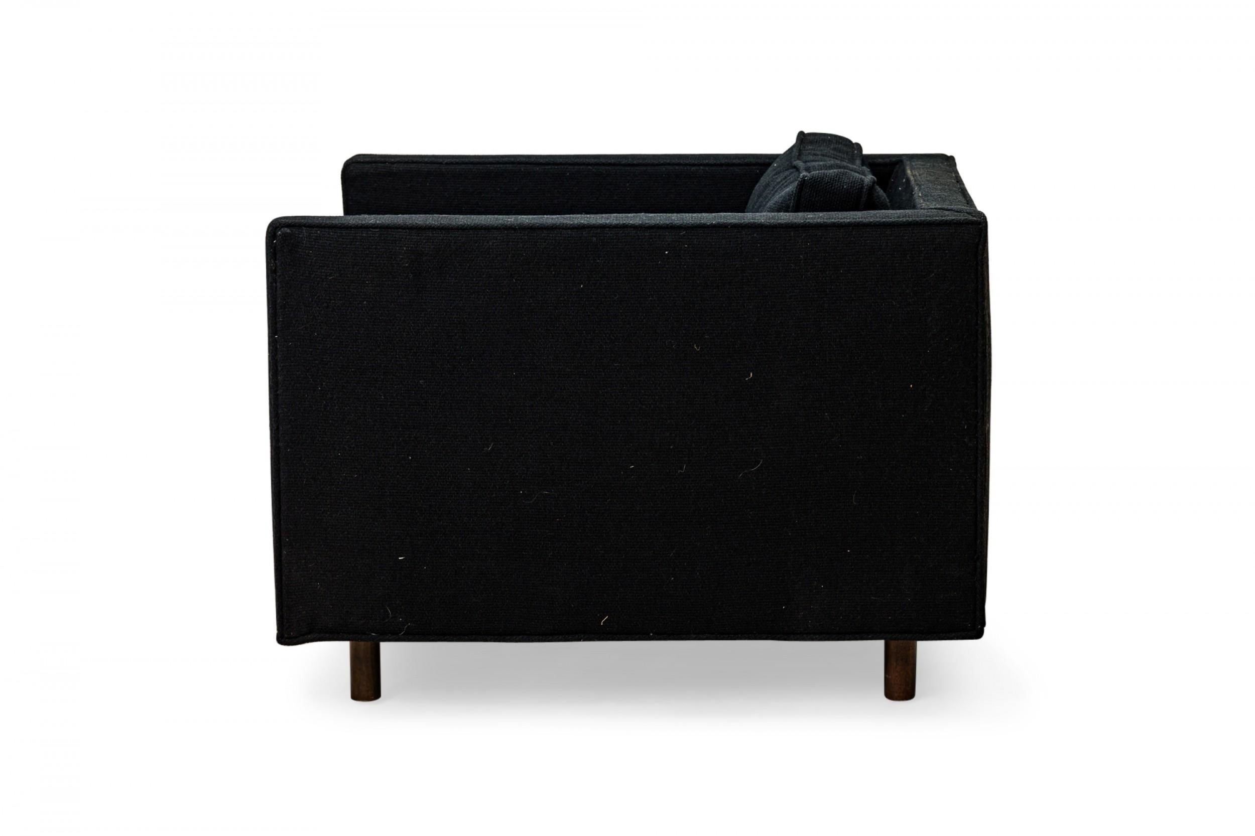 Mid-Century Modern Harvey Probber Cube Form Black Textured Fabric Upholstered Lounge / Armchair For Sale