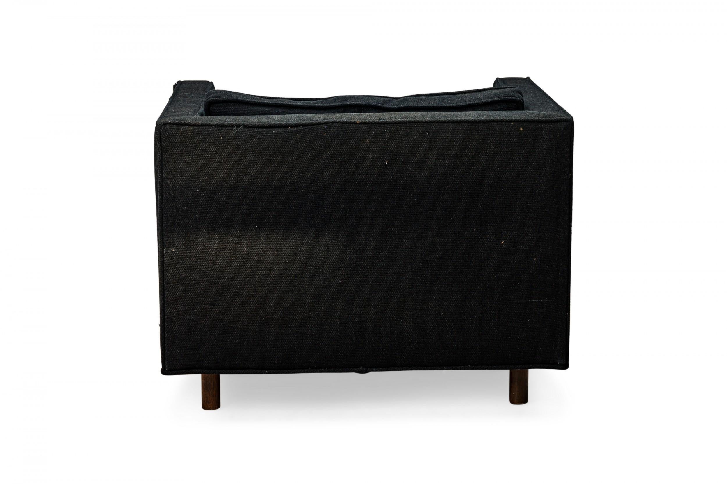 Harvey Probber Cube Form Black Textured Fabric Upholstered Lounge / Armchair In Good Condition For Sale In New York, NY