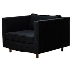 Harvey Probber Cube Form Black Textured Fabric Upholstered Lounge / Armchair