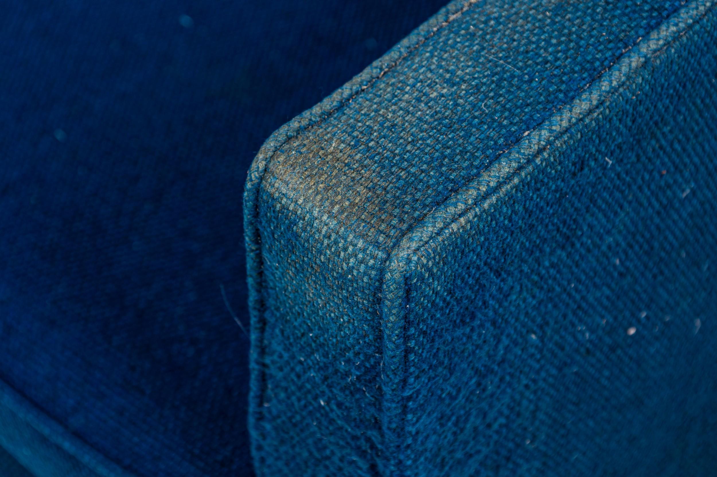 Harvey Probber Blaue gepolsterte Lounge-/Sessel aus strukturiertem Stoff in Würfelform im Angebot 2