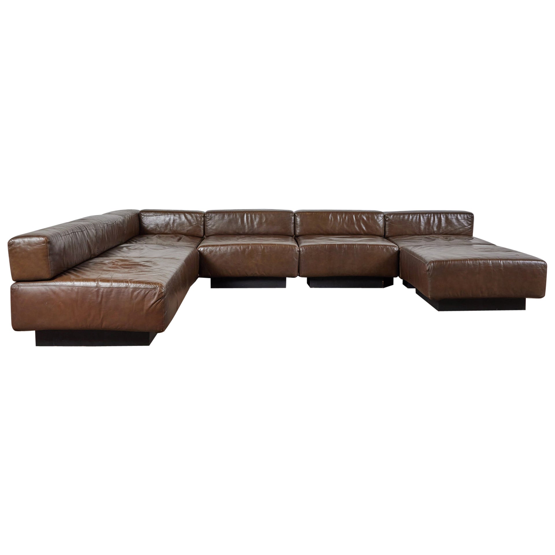 Harvey Probber "Cubo" Sectional Leather Sofa