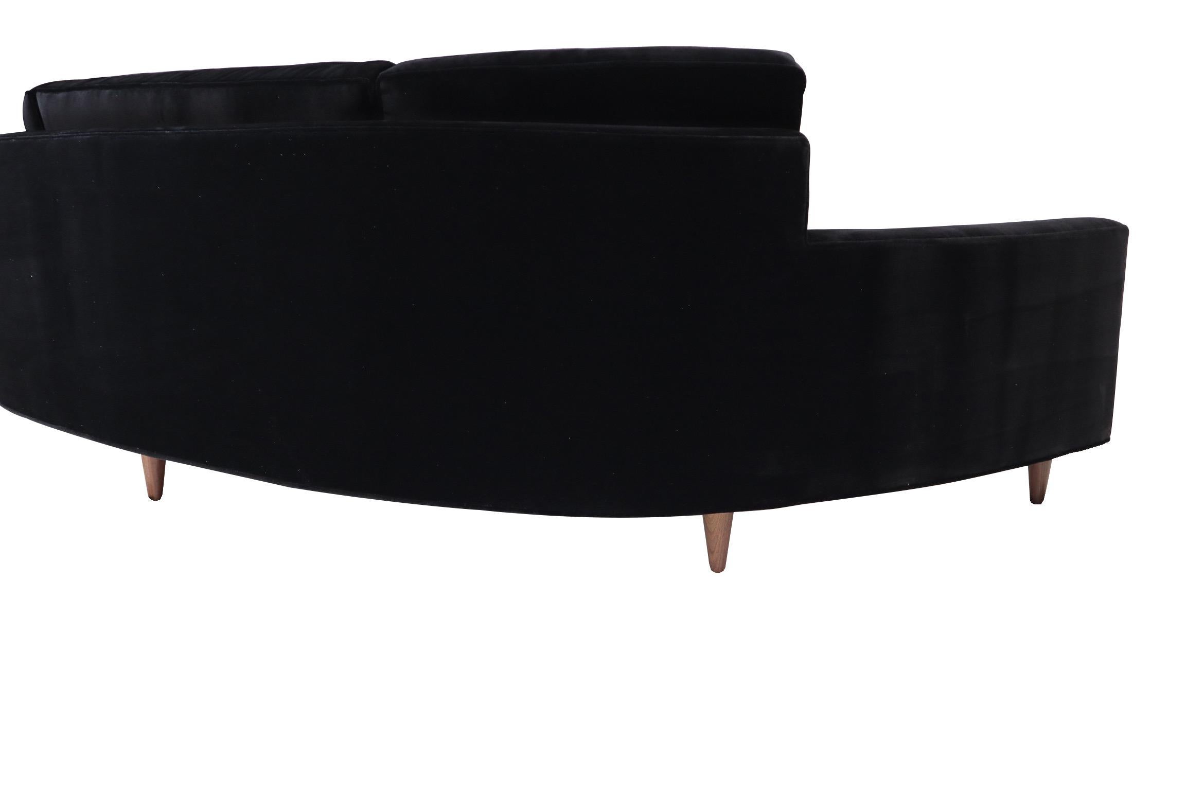 black curved sofa