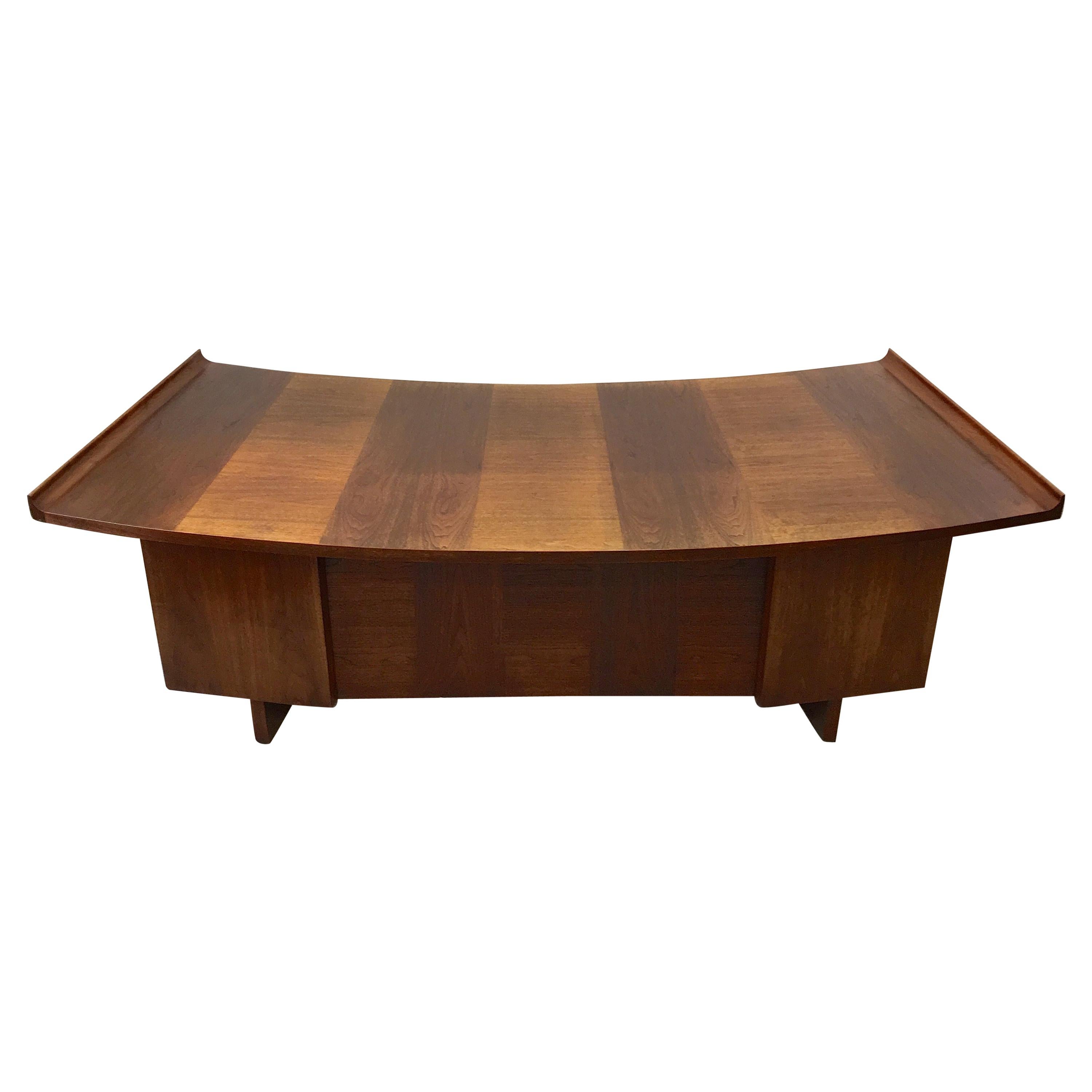 Harvey Probber Curved Walnut Top Executive Desk