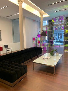 Harvey Probber Deep Tuft Black Modular Sofa Upholstered in Raf Simmons Velvet