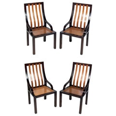 Four Mahogany and Caned Dining Chairs