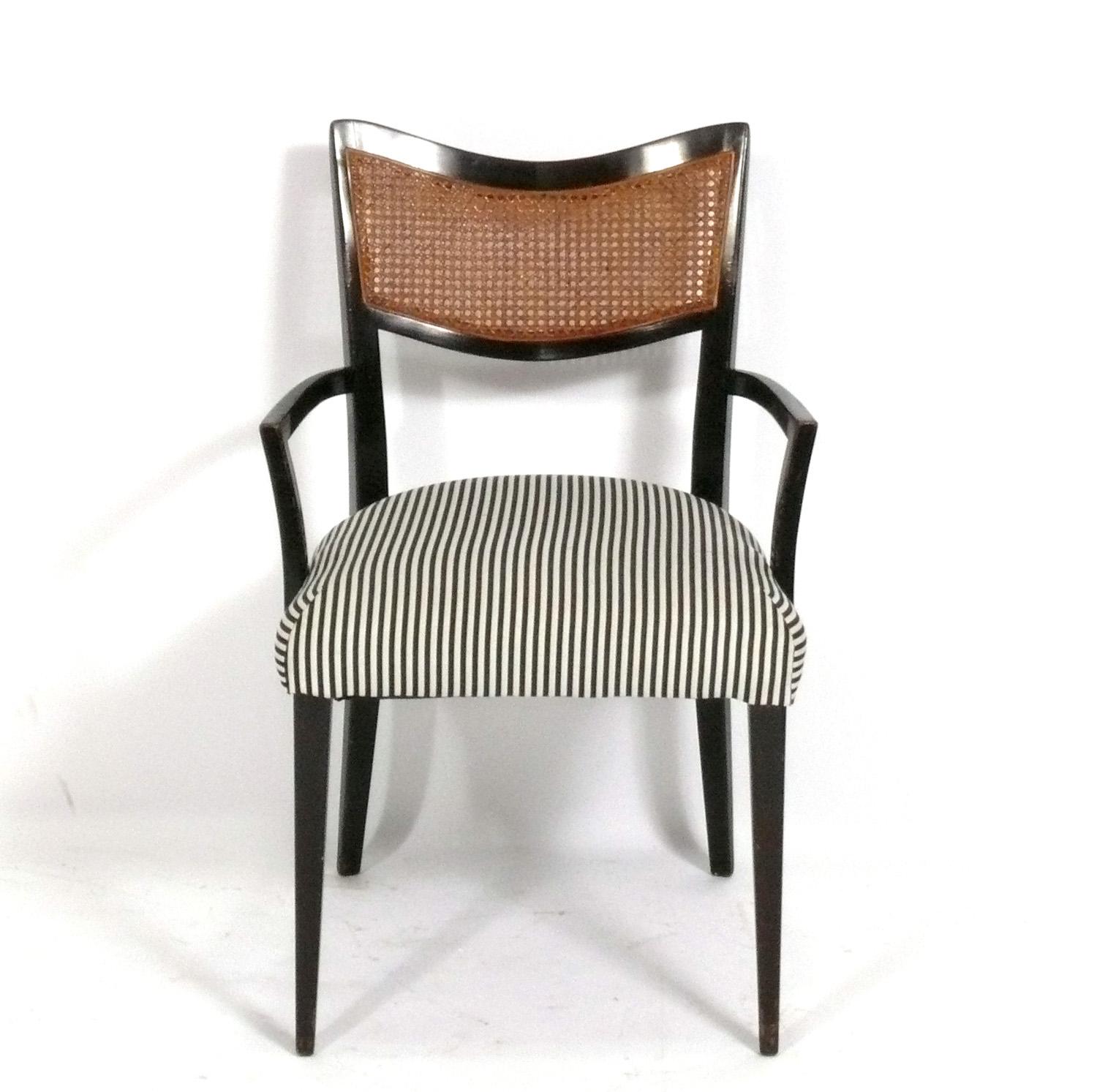 Set of six curvaceous dining chairs, designed by Harvey Probber, American, circa 1960s. These chairs are currently being refinished and reupholstered. They can be completed in your choice of finish color and in your fabric. Simply send us 5 yards of