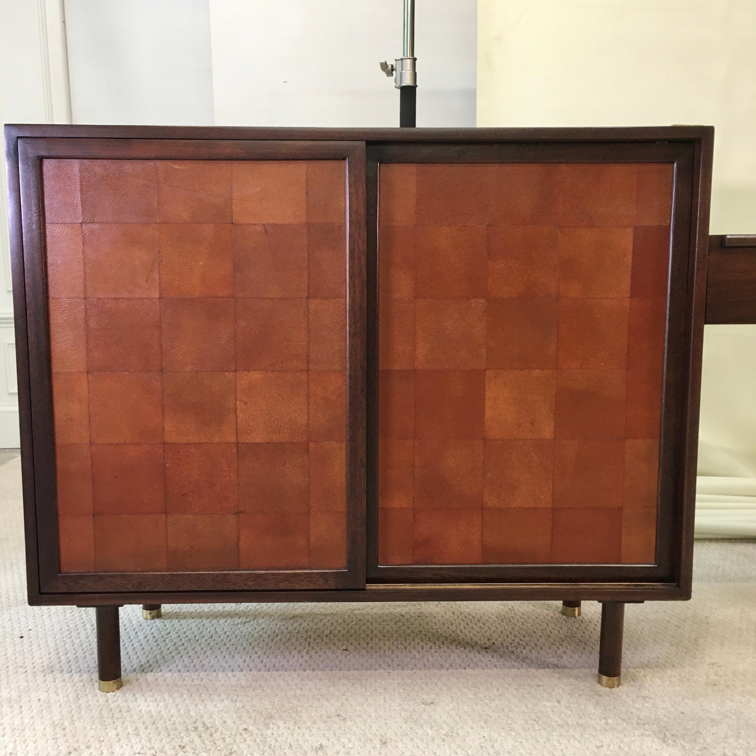 Harvey Probber Double Chest and Vanity with Leather and Brass For Sale 5