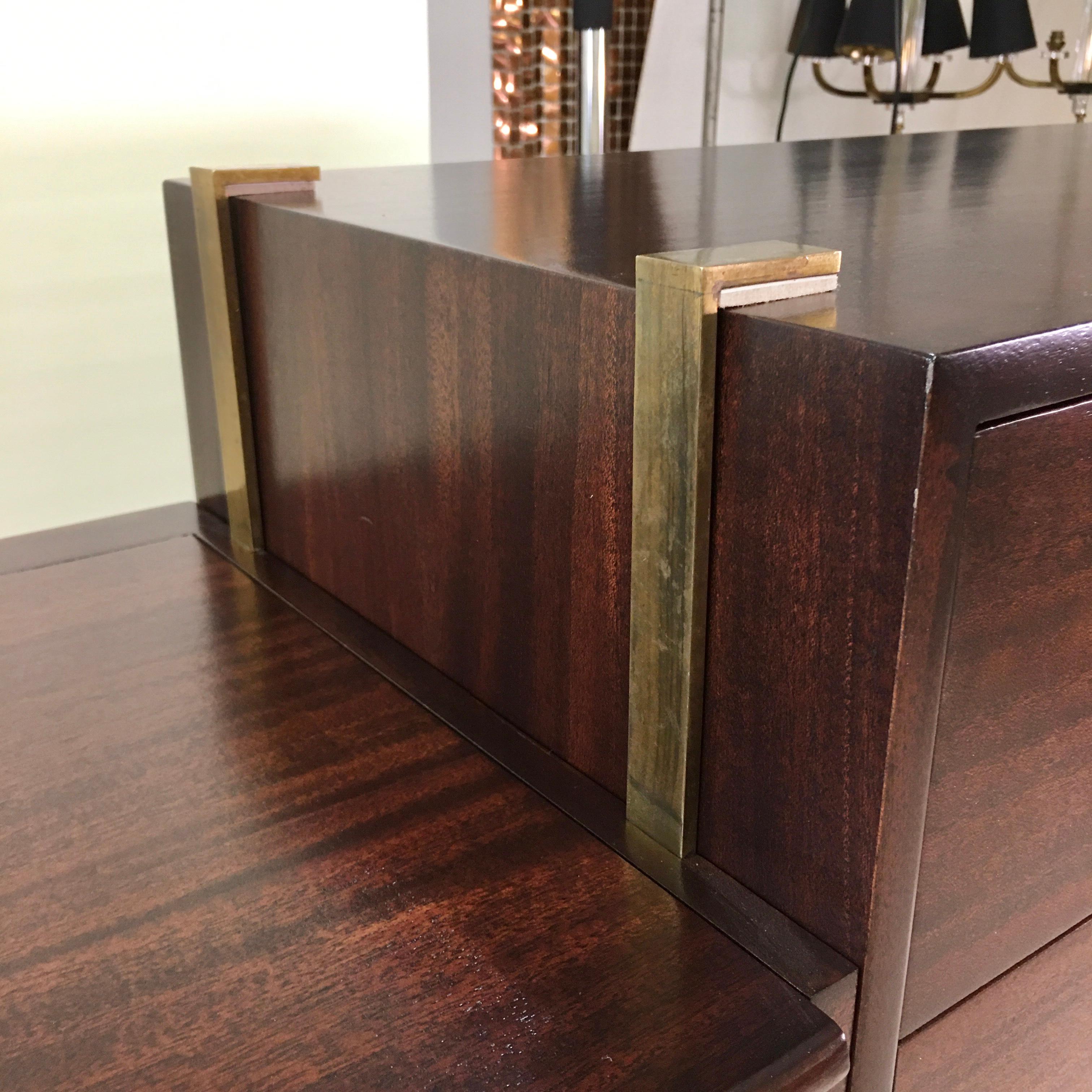 Cassapanca e Vanity doppio di Harvey Probber con pelle e ottone in vendita 10