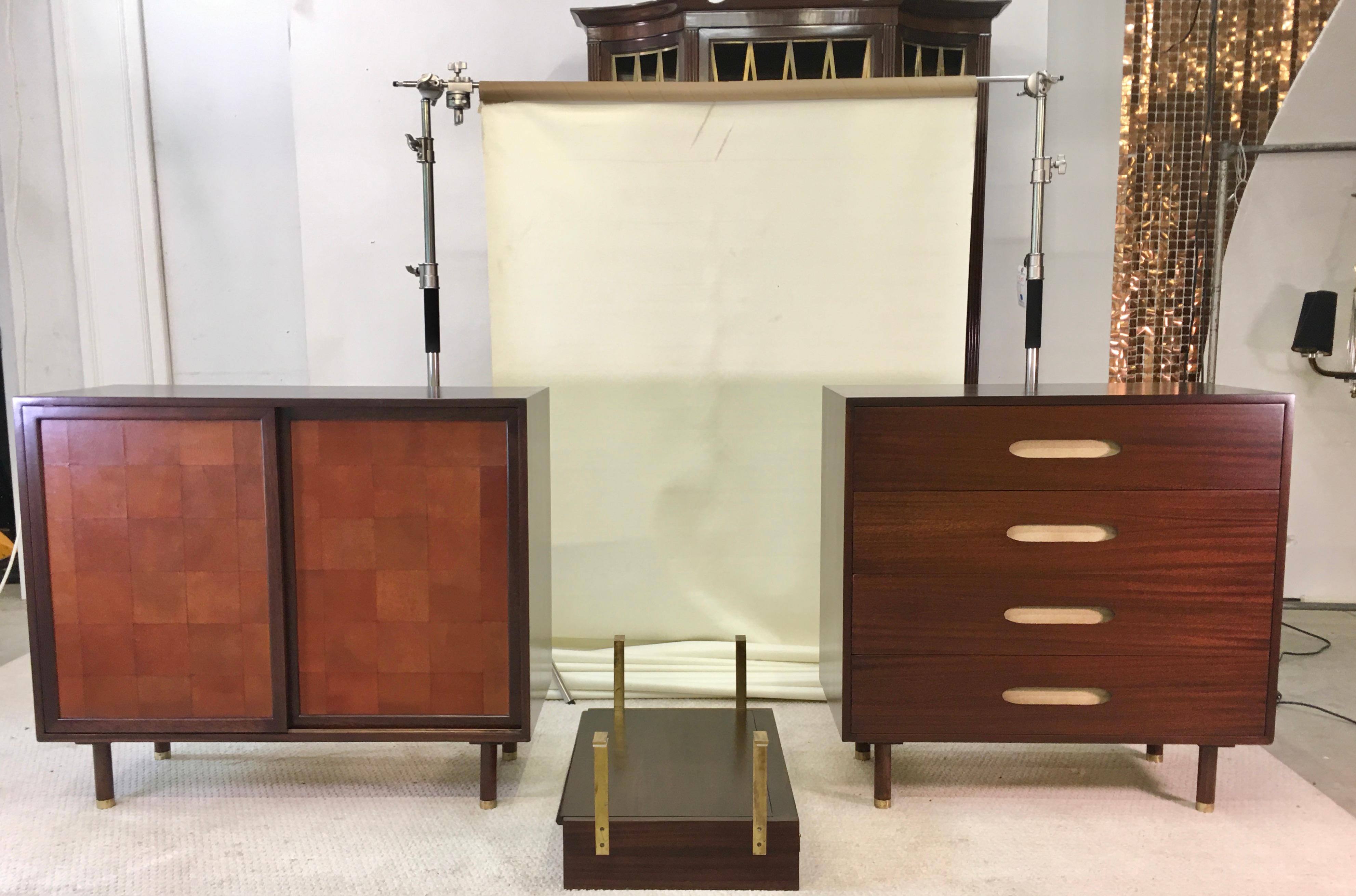 Harvey Probber Double Chest and Vanity with Leather and Brass For Sale 13