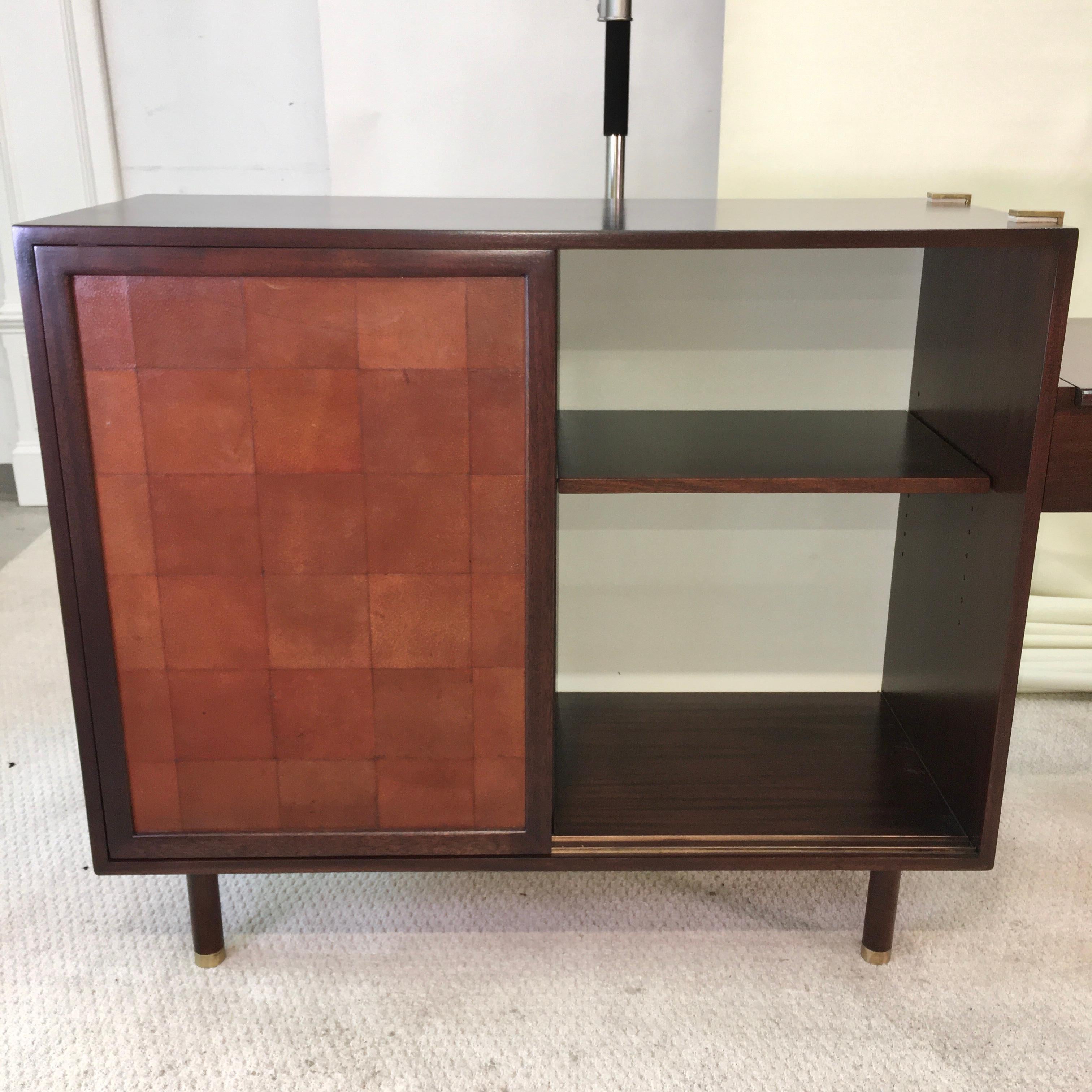 Mid-20th Century Harvey Probber Double Chest and Vanity with Leather and Brass For Sale
