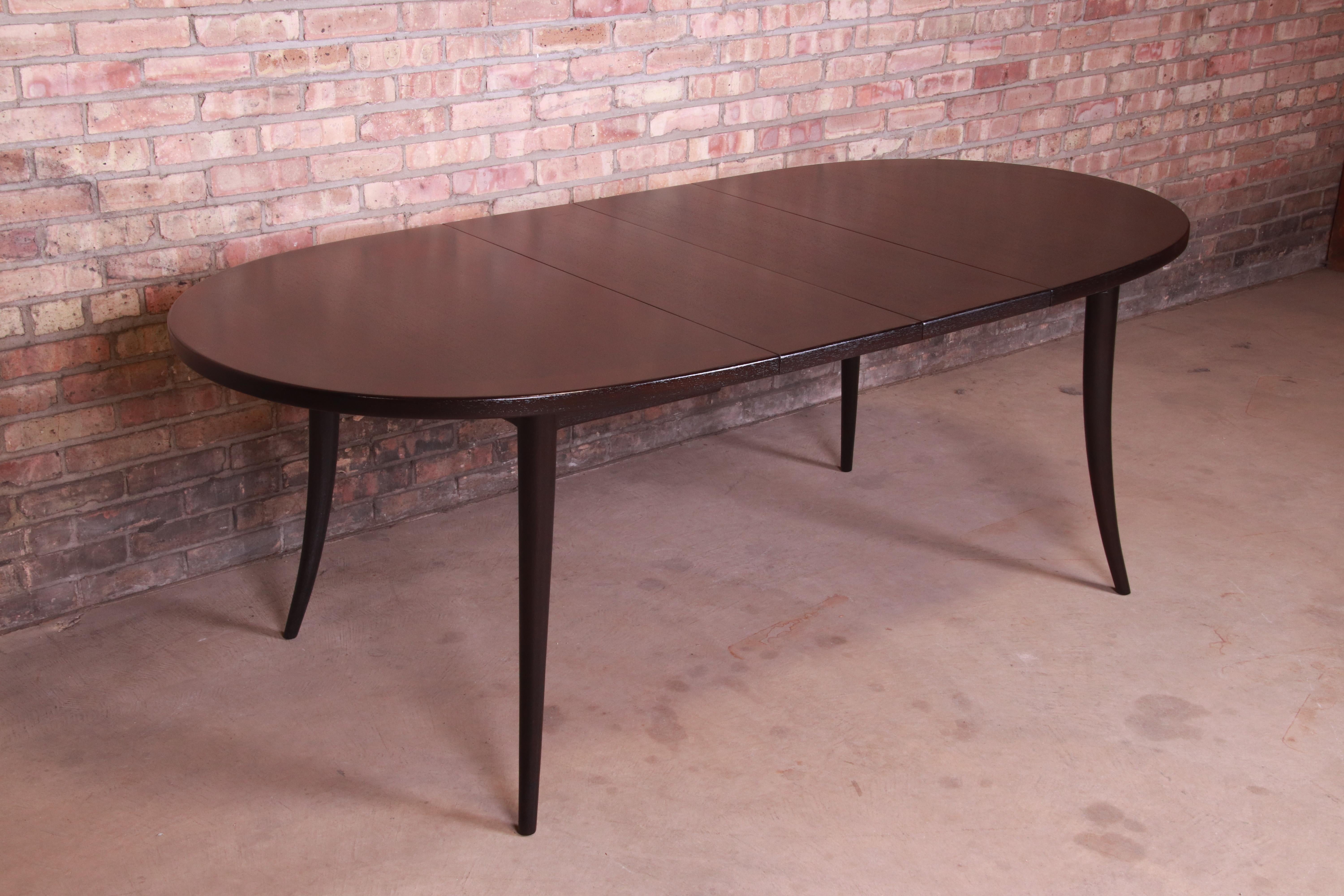Harvey Probber Ebonized Mahogany Saber Leg Dining Table, Newly Refinished In Good Condition In South Bend, IN