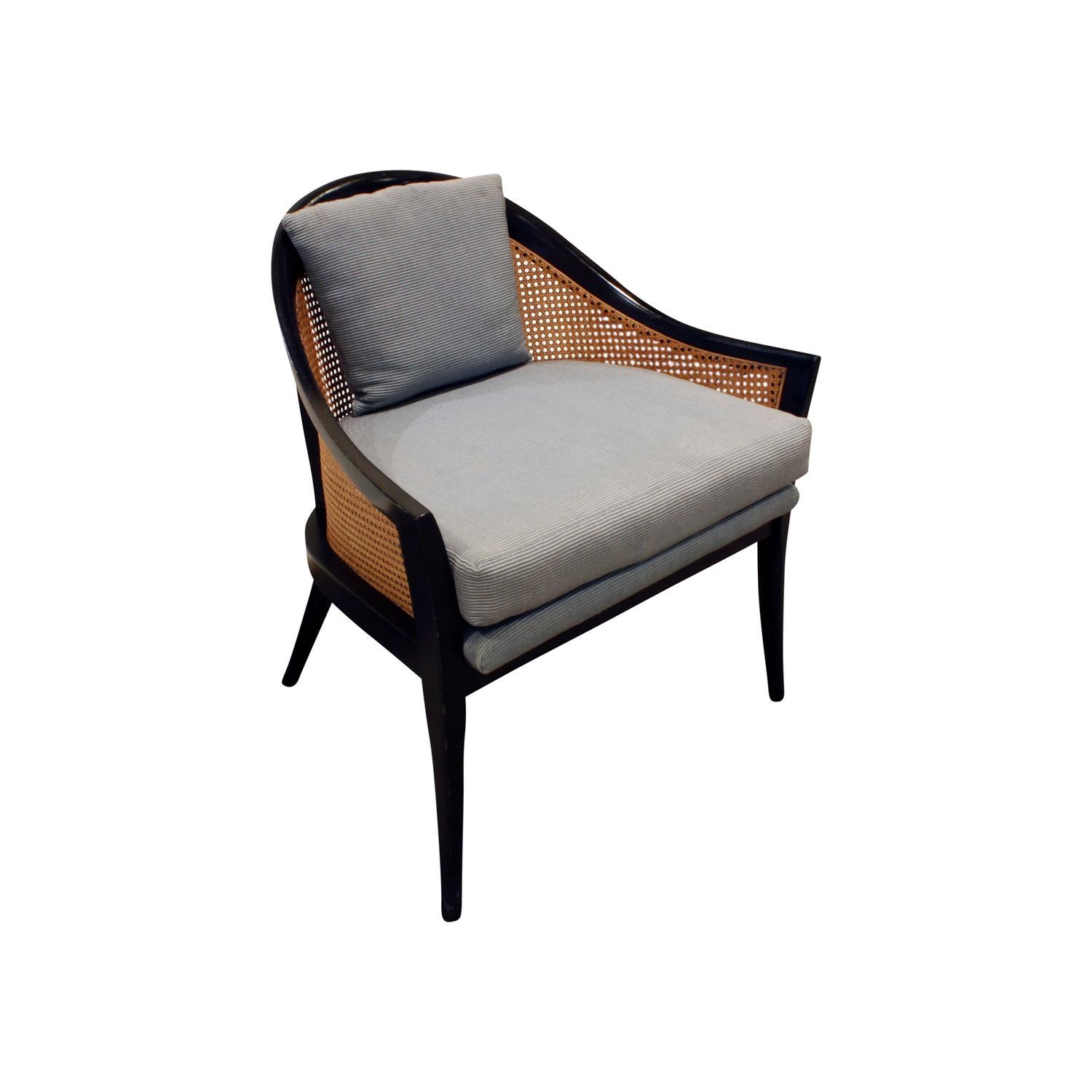 Mid-Century Modern Harvey Probber Elegant Pair of Lounge Chairs with Caned Backs and Sides, 1950s