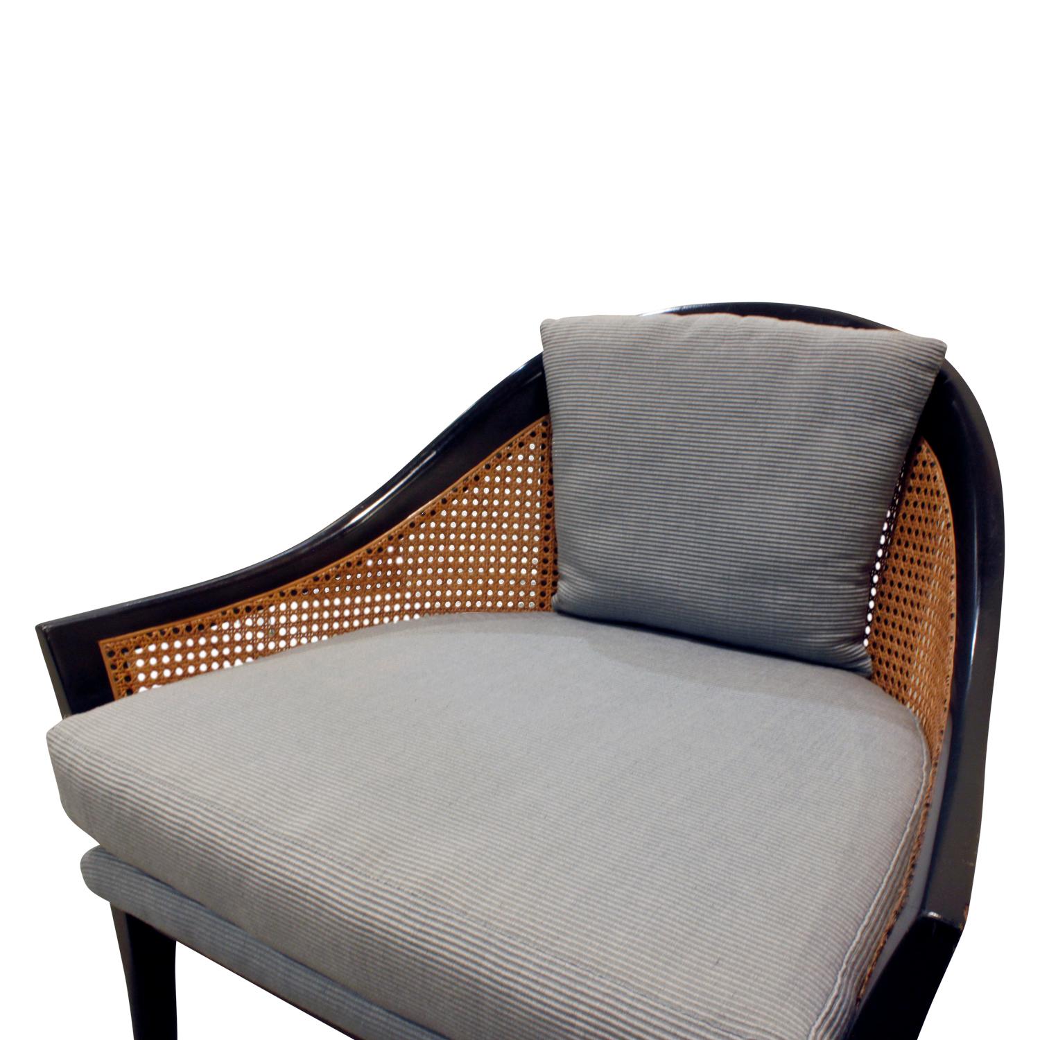 Harvey Probber Elegant Pair of Lounge Chairs with Caned Backs and Sides, 1950s In Excellent Condition In New York, NY