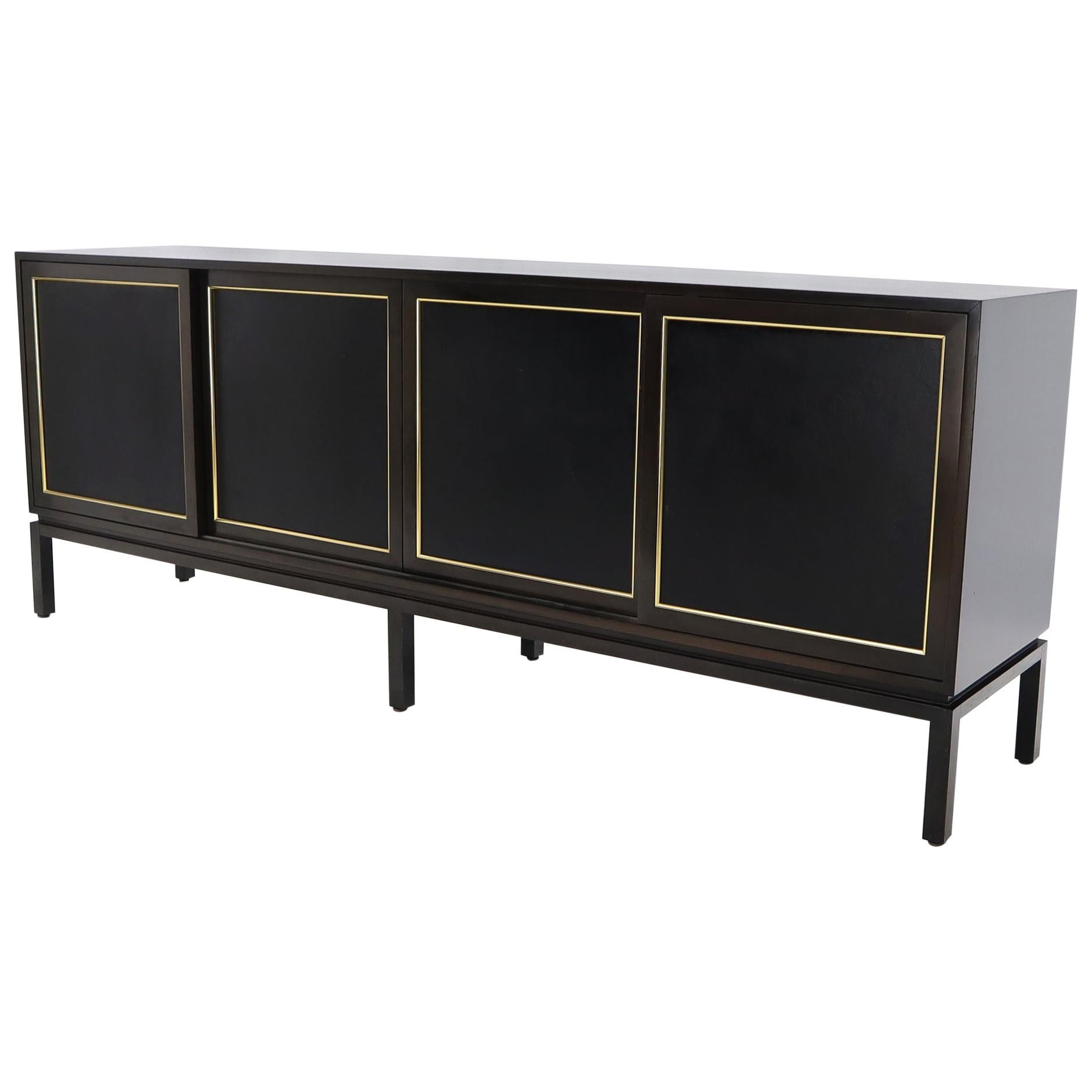 Harvey Probber Espresso Mahogany Long Credenza 4 Sliding Doors Fitted Interior