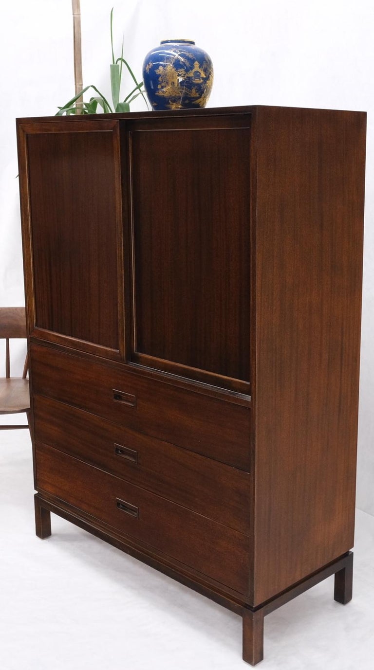Harvey Probber Espresso Mahogany Sliding Doors 10 Drawers Gentlemen's