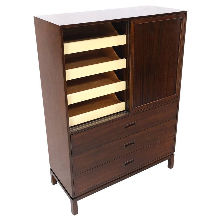 Harvey Probber Espresso Mahogany Sliding Doors 10 Drawers Gentlemen's