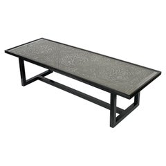 Harvey Probber Etched Metal Top Coffee Table