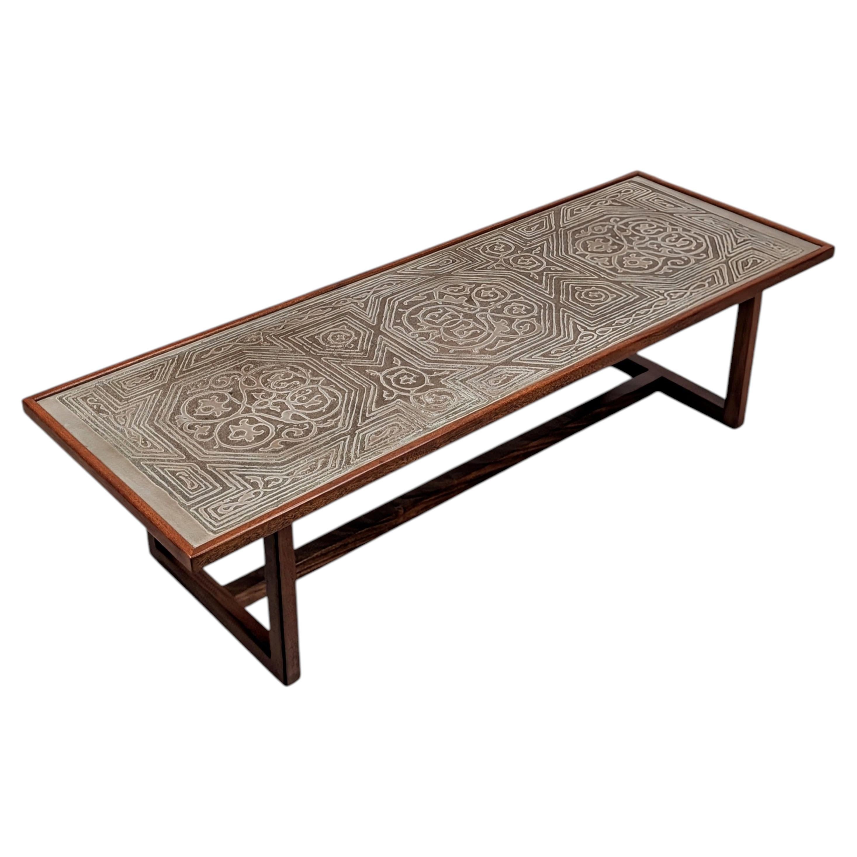 Harvey Probber Etched Metal Top Coffee Table Model #1322 For Sale