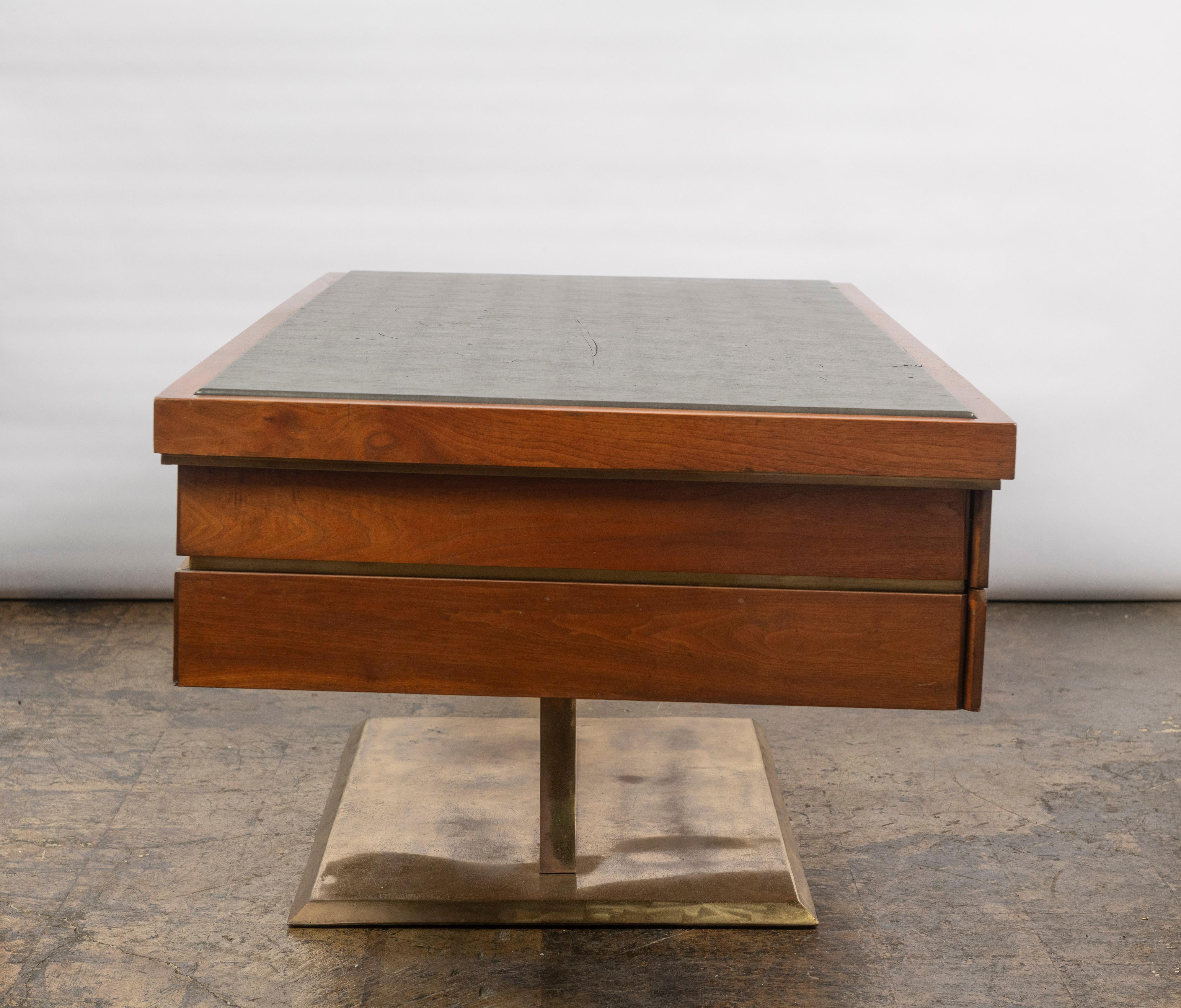 Harvey Probber Executive Pedestal Desk with Polished Walnut Top For Sale 3