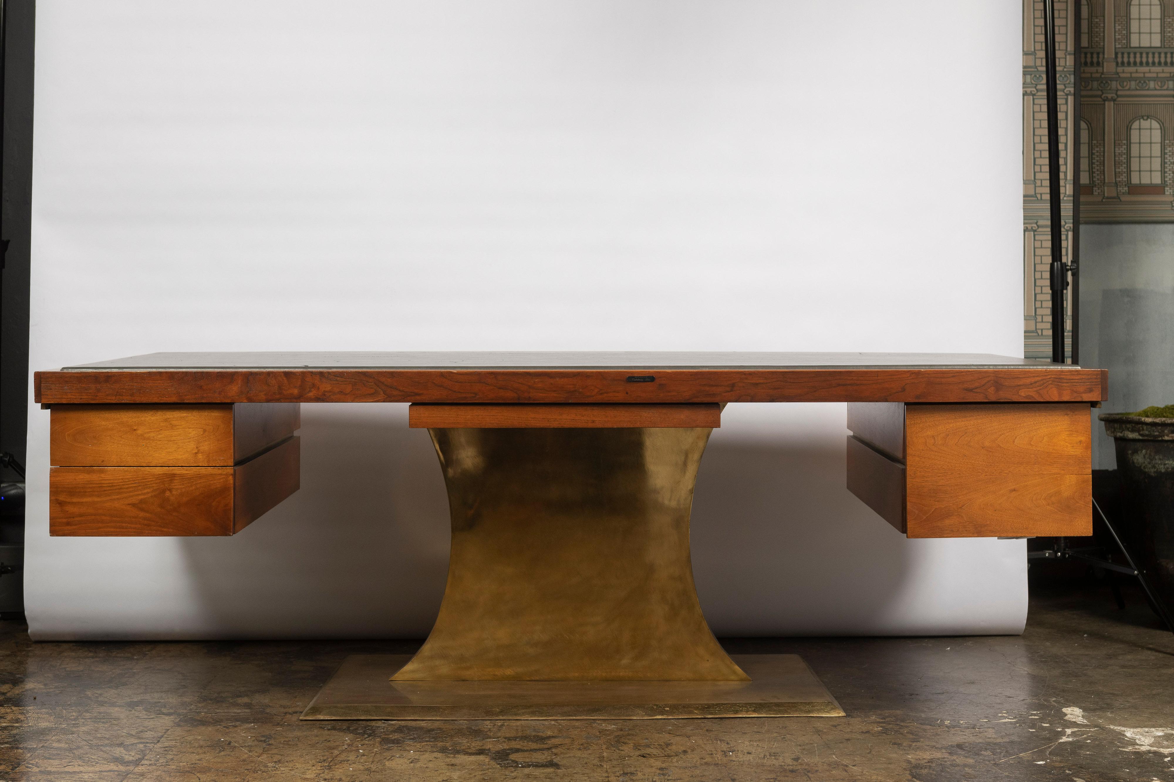 Harvey Probber Executive Pedestal Desk with Polished Walnut Top For Sale 4