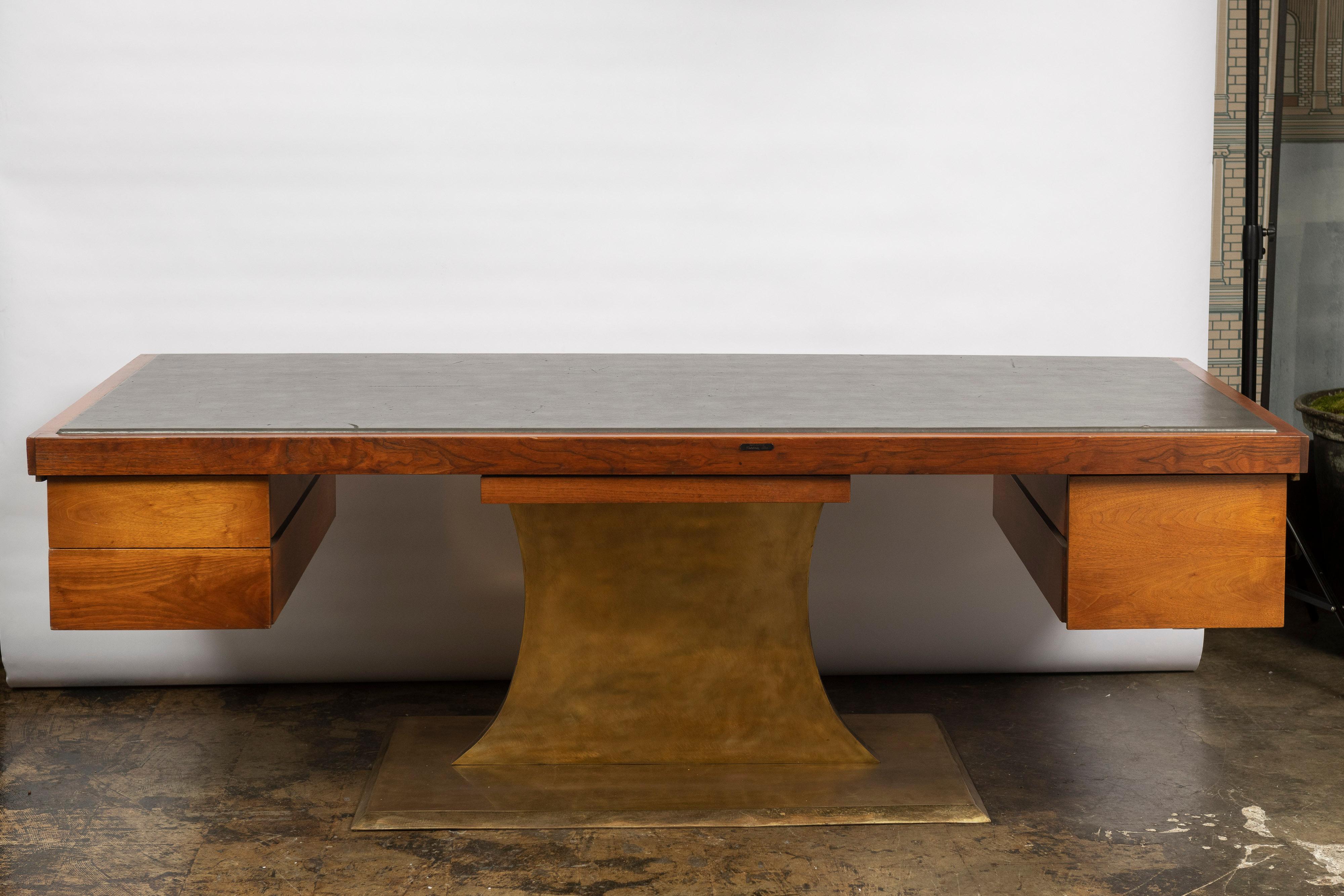 Harvey Probber Executive Pedestal Desk with Polished Walnut Top For Sale 5