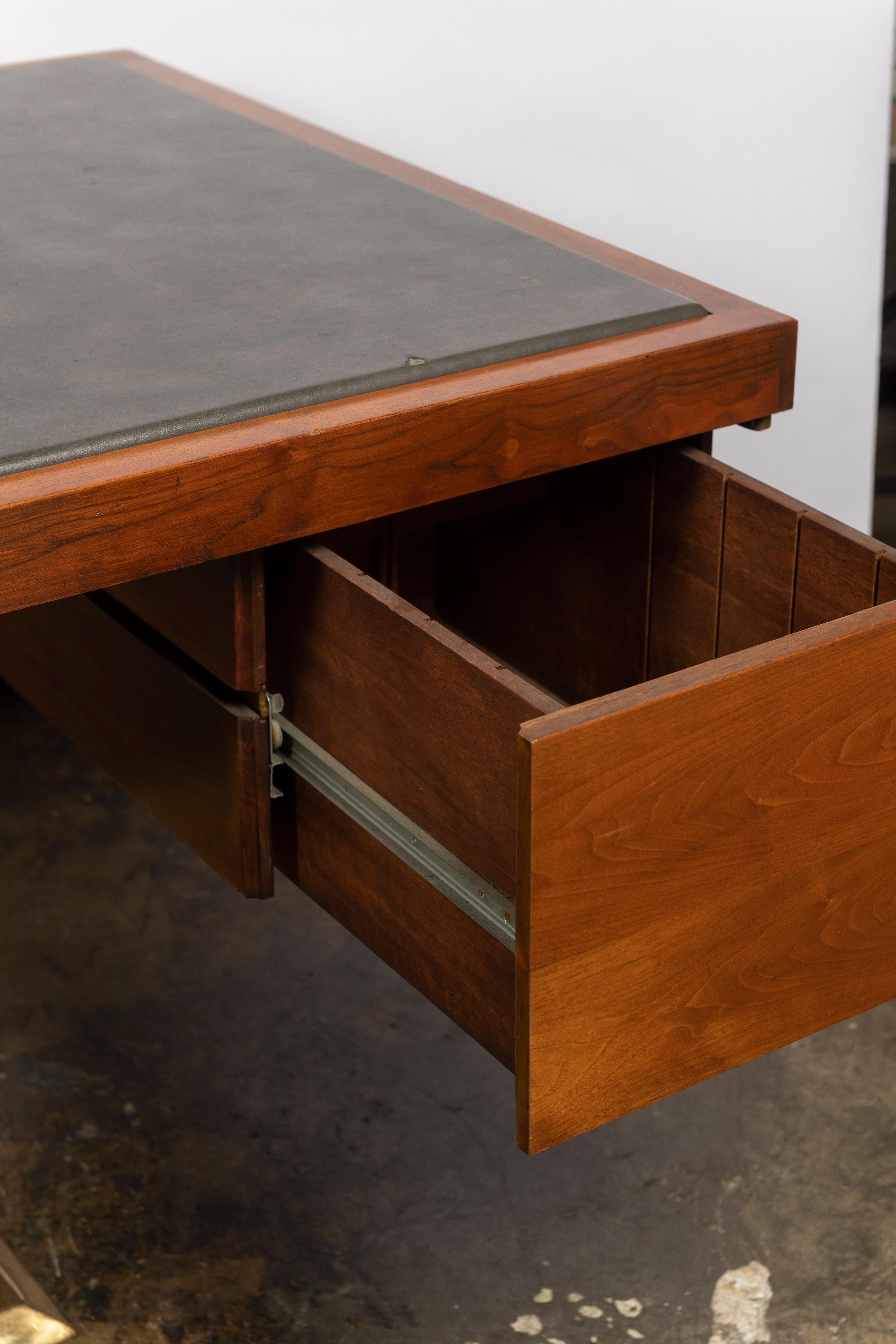 Harvey Probber Executive Pedestal Desk with Polished Walnut Top For Sale 6
