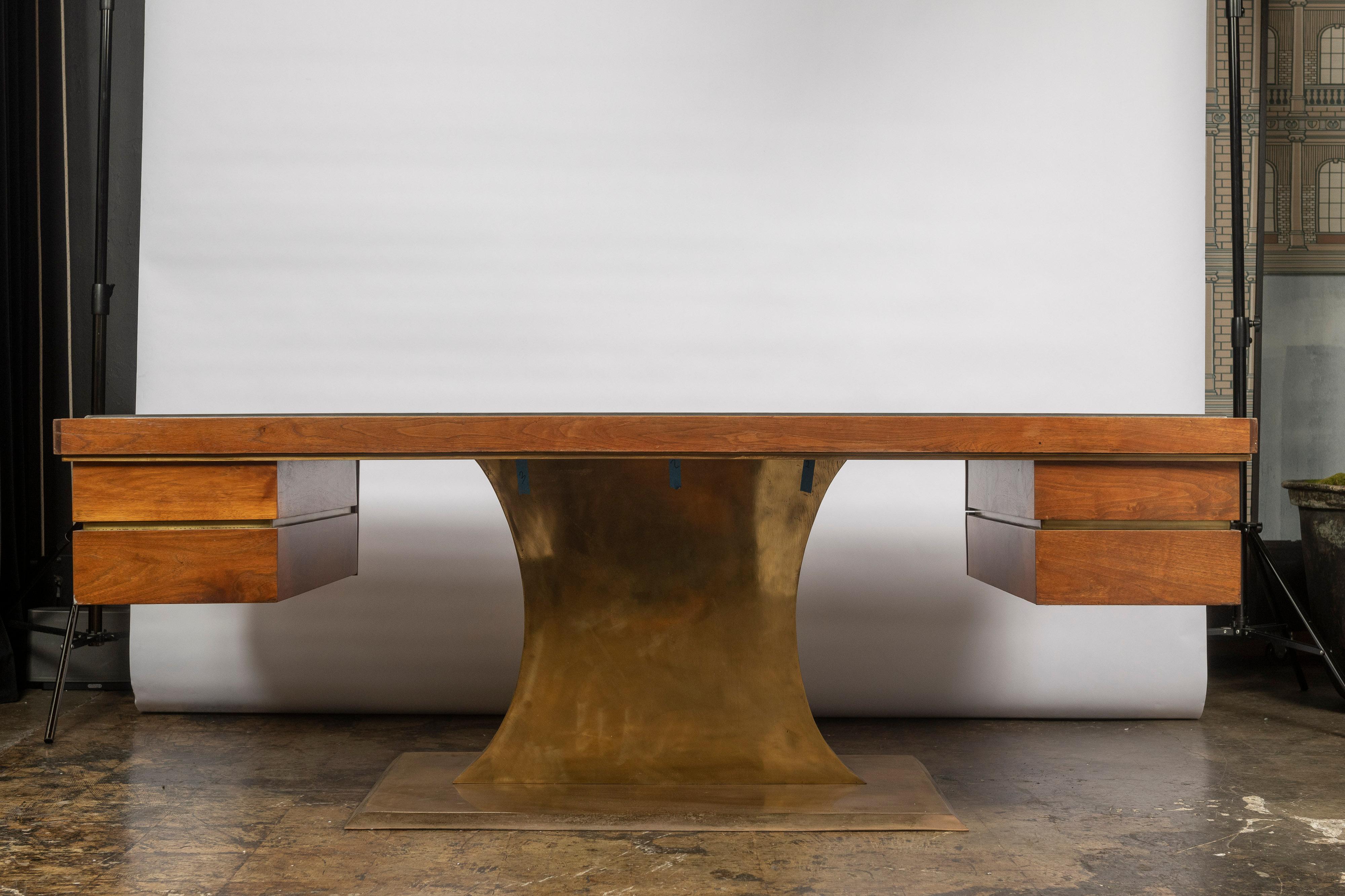 Harvey Probber Executive Pedestal Desk with Polished Walnut Top For Sale 7