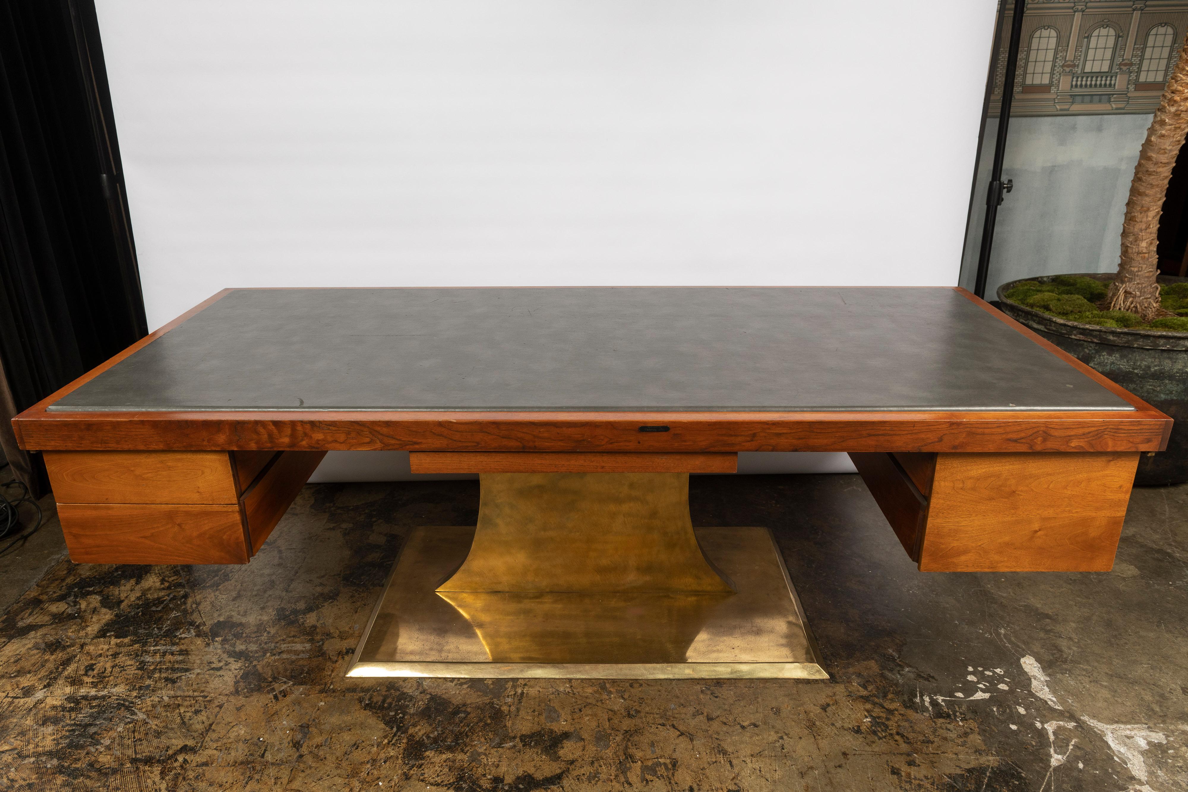 Harvey Probber Executive Pedestal Desk with Polished Walnut Top For Sale 8