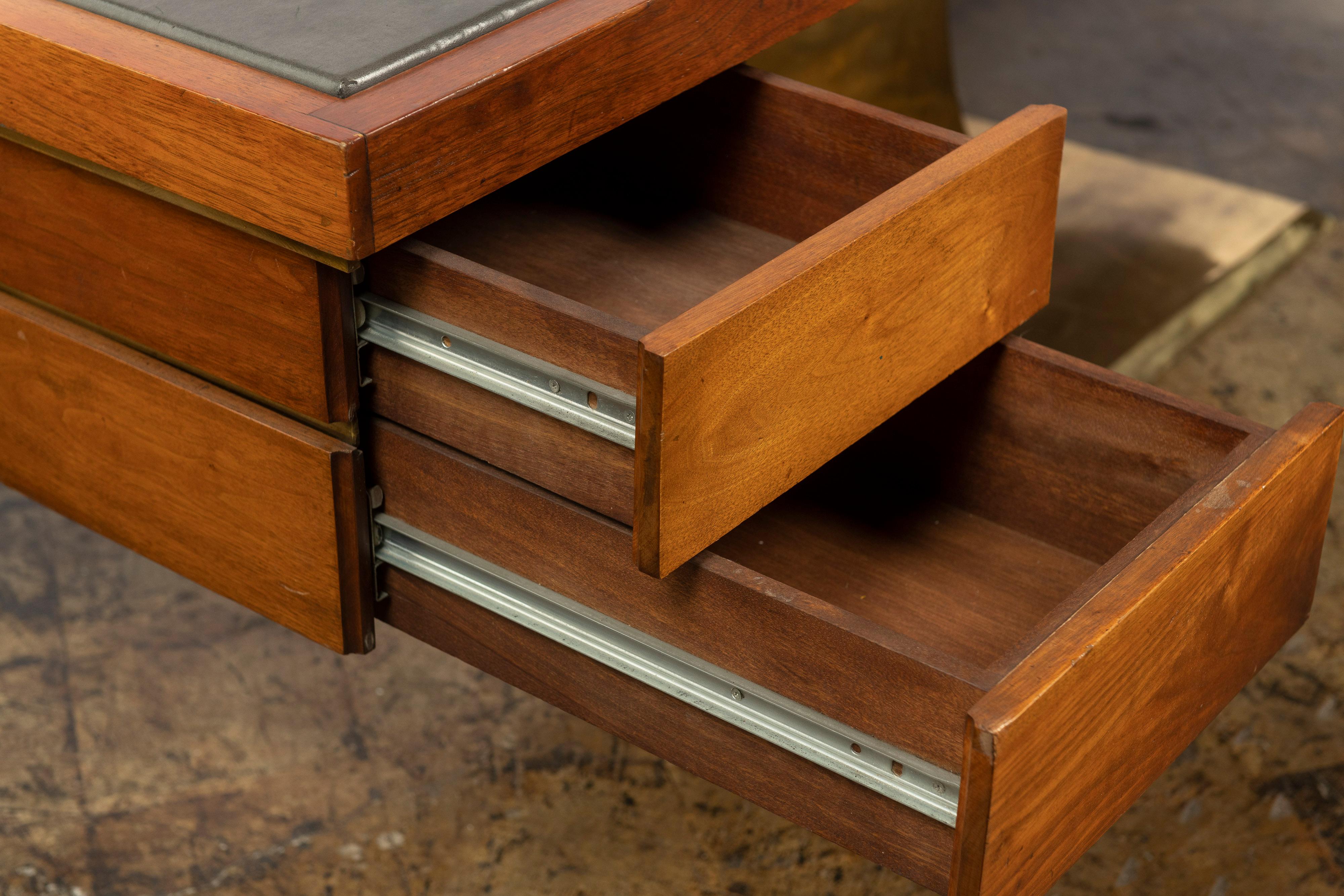 Harvey Probber Executive Pedestal Desk with Polished Walnut Top For Sale 10